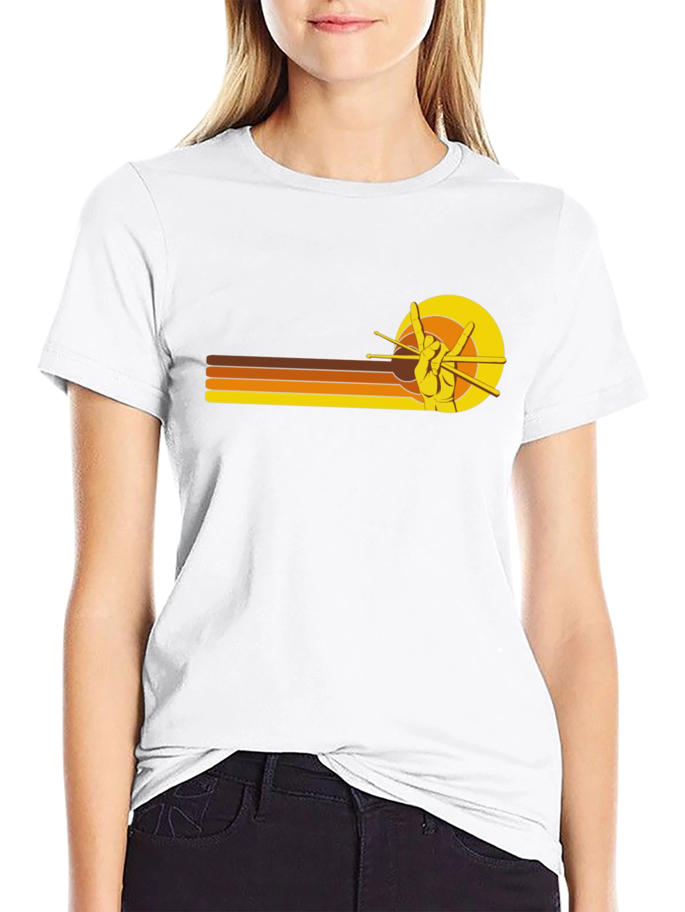 Retro Rock On Hand Drummer T-Shirt
