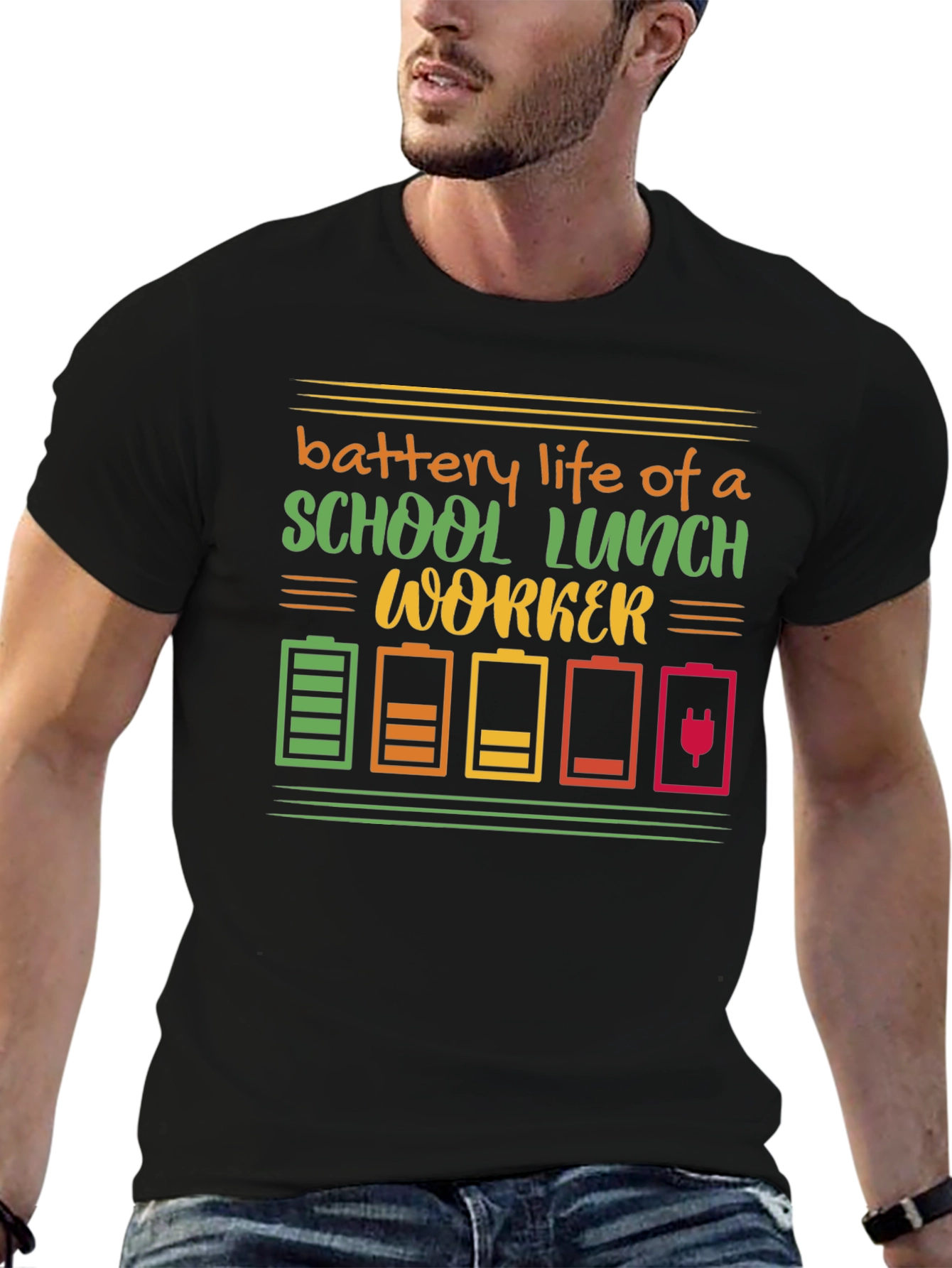 School Lunch Worker Battery Life Graphic Tee