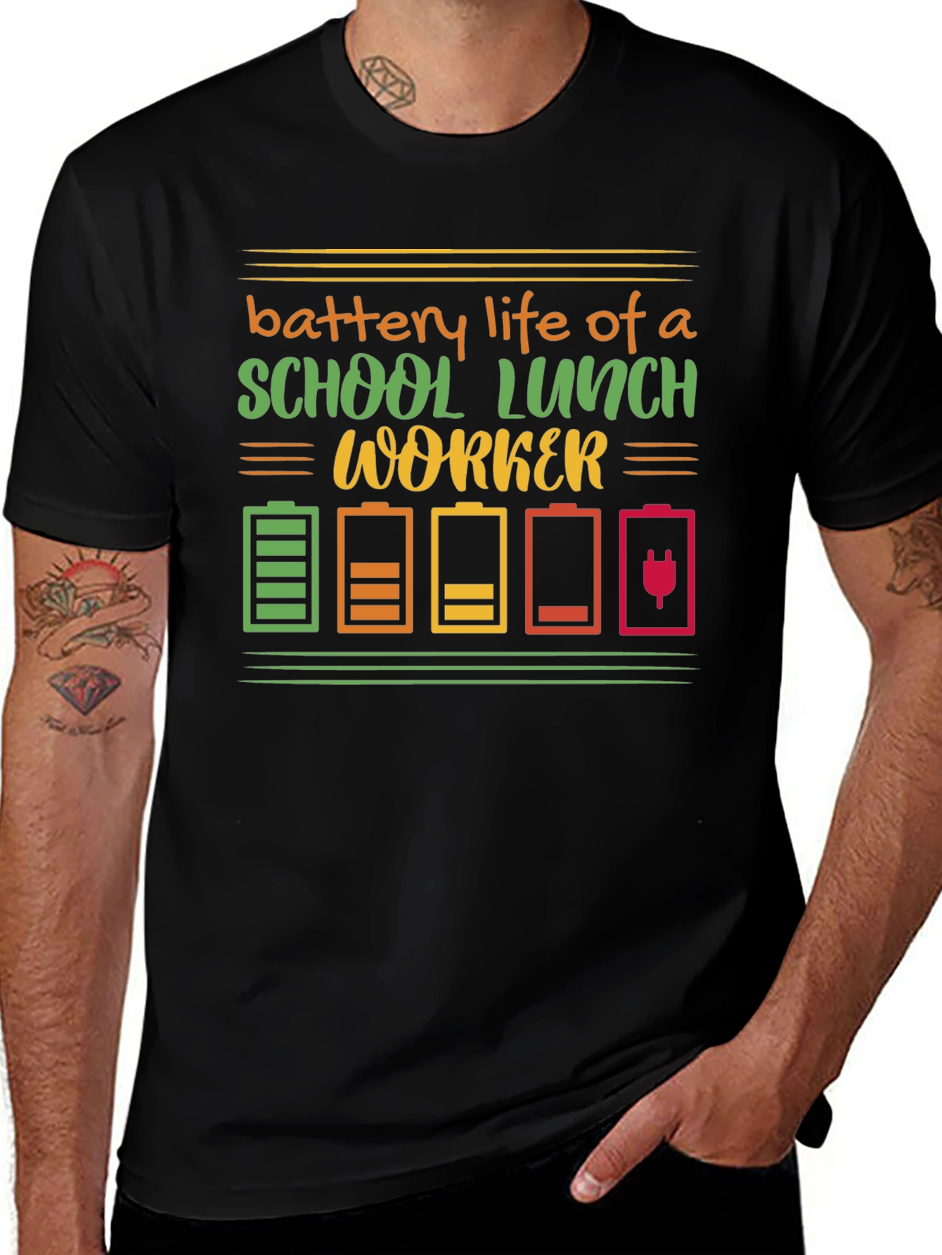 School Lunch Worker Battery Life Graphic Tee