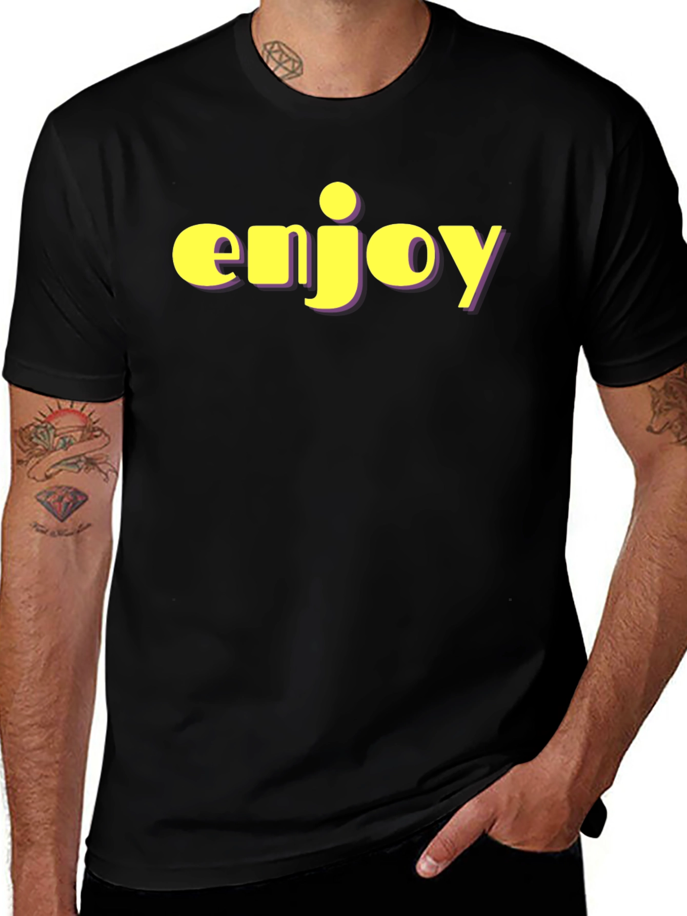 Enjoy Black T-Shirt - Bold Statement Tee