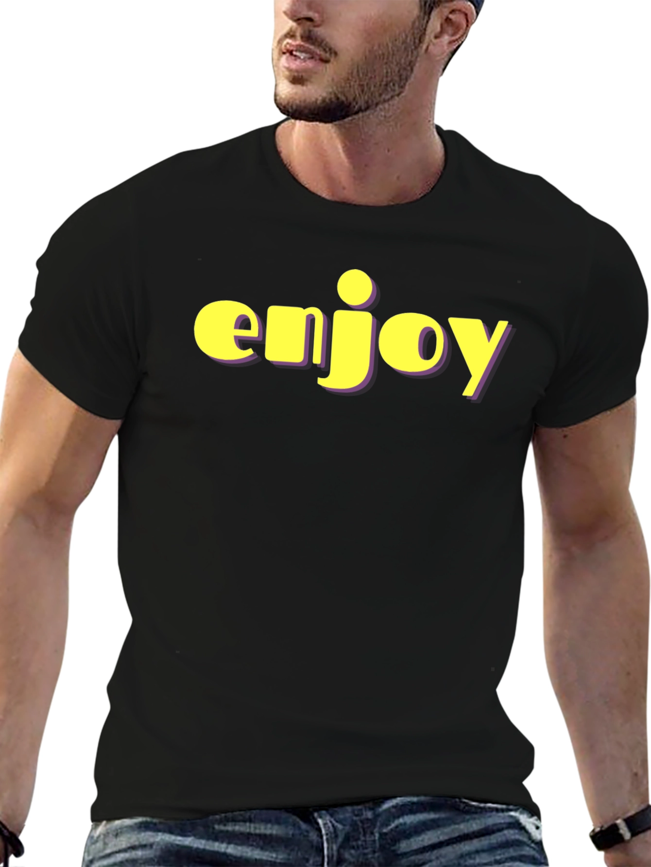 Enjoy Black T-Shirt - Bold Statement Tee