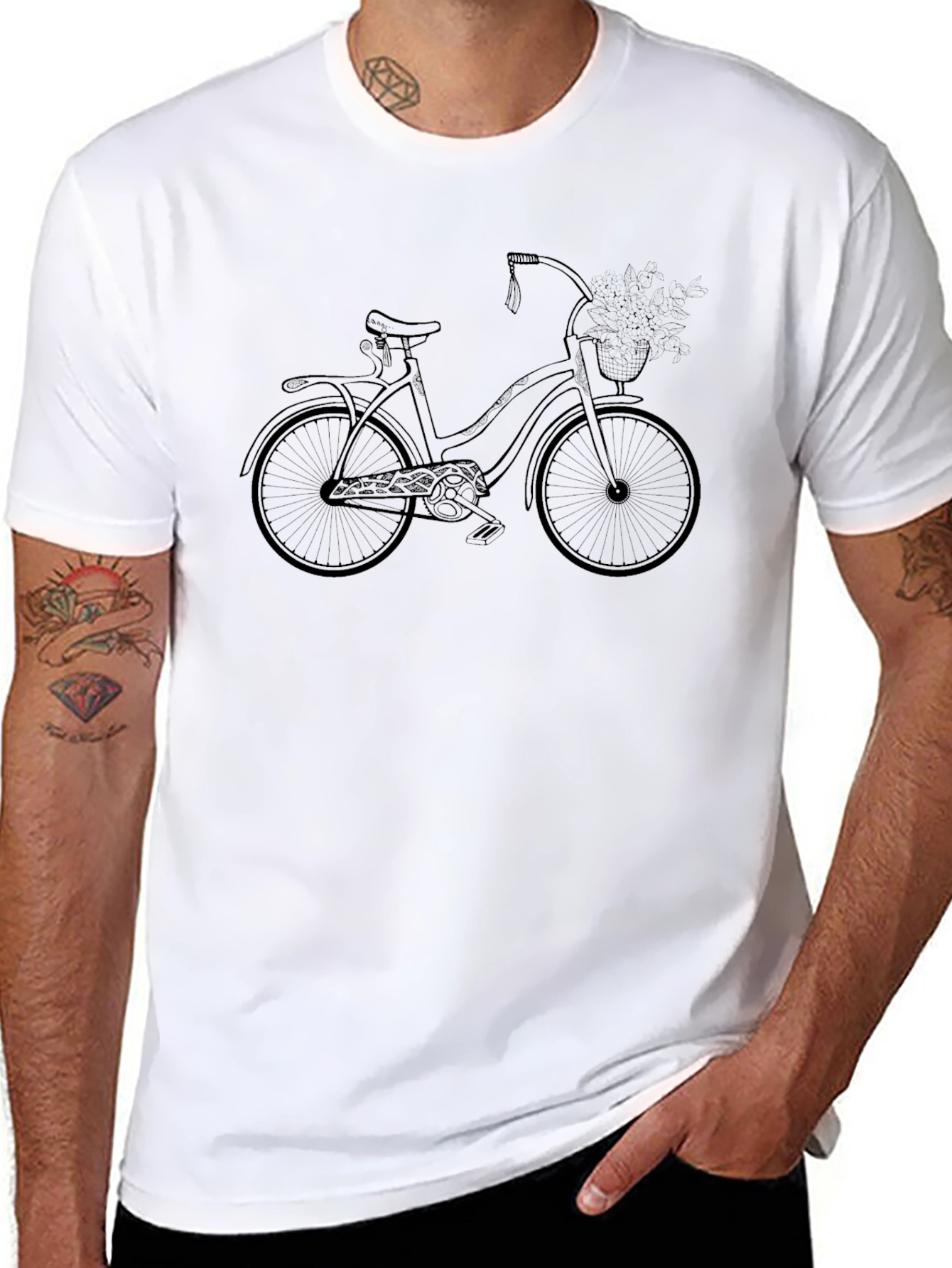 Mens Bicycle Graphic Tee - Casual Black T-Shirt