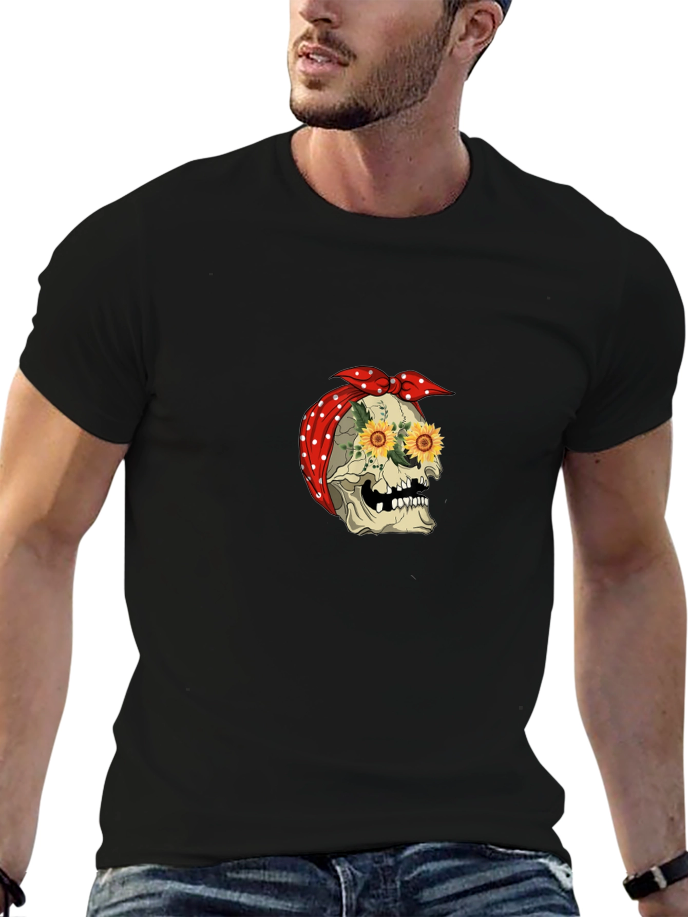 Skull Sunflower Bandana Tee