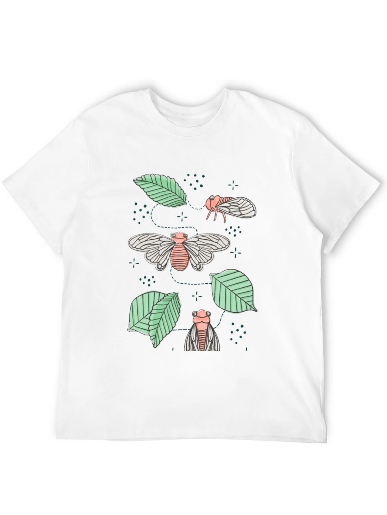 Cicada & Leaves Graphic Tee - Nature Inspired Design