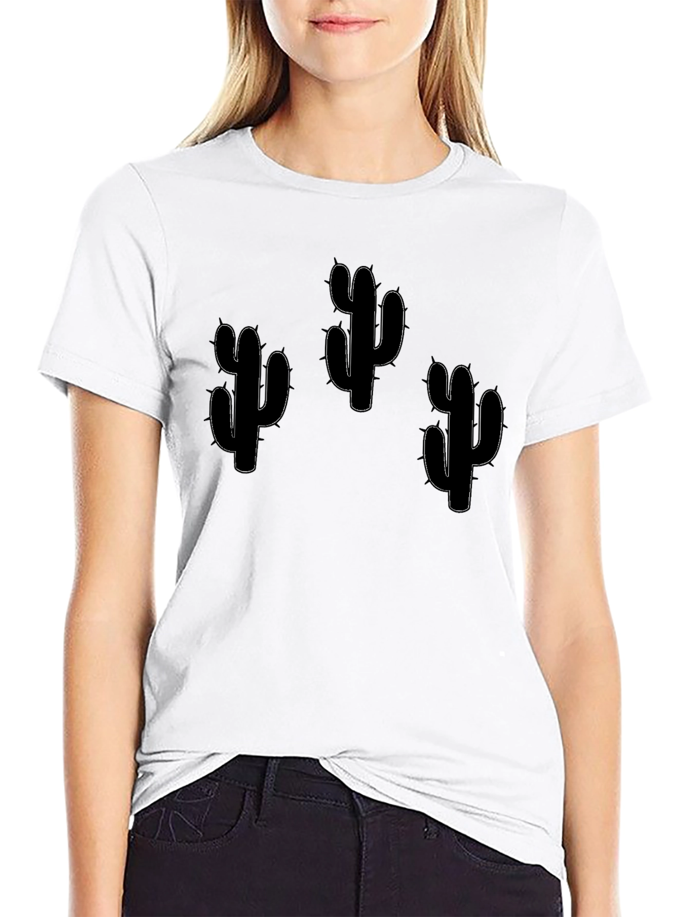 Cactus Print Crew Neck T-Shirt