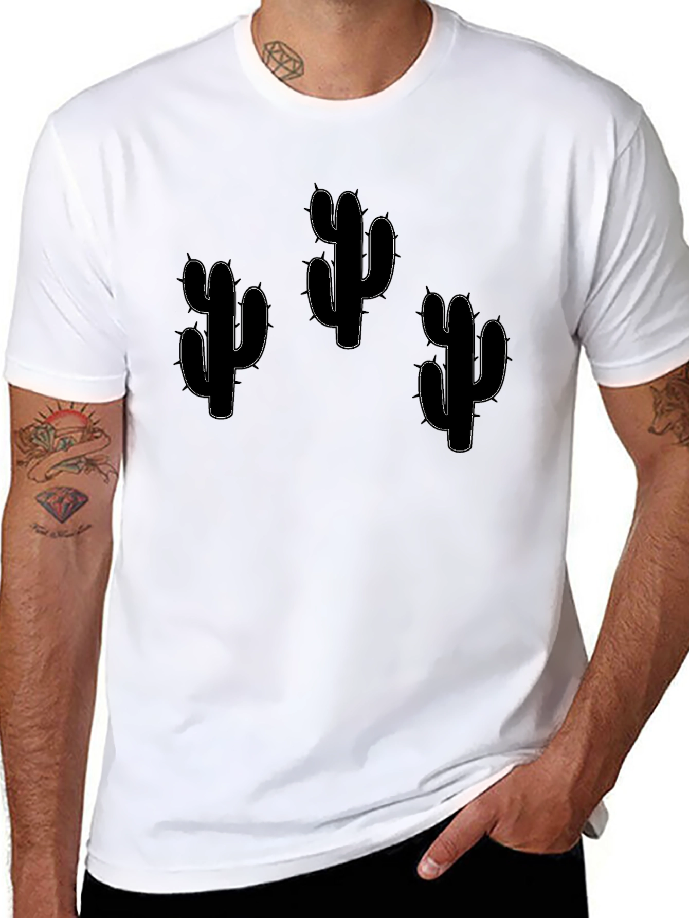 Cactus Print Crew Neck T-Shirt