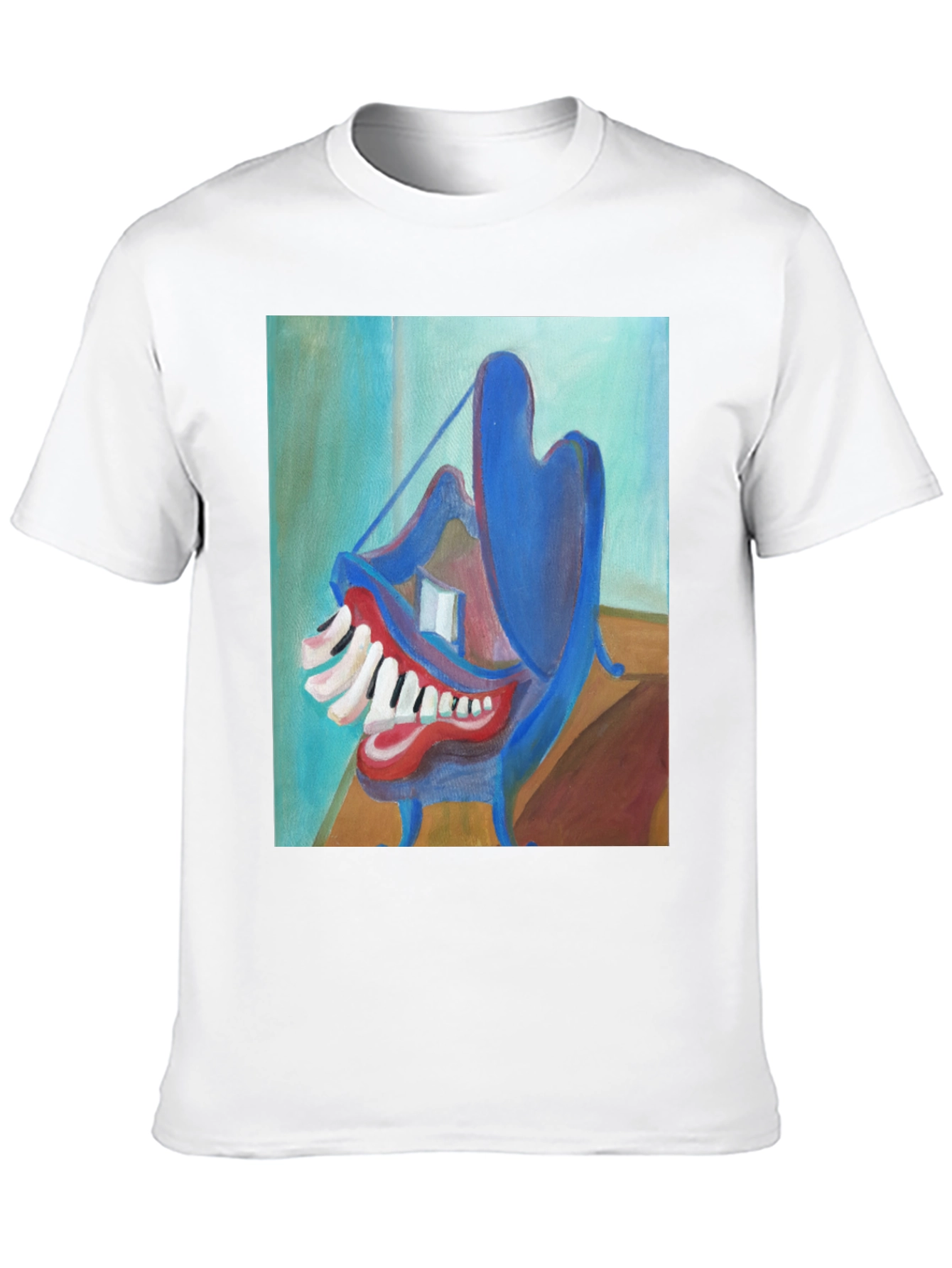 Abstract Teeth Painting on Black T-Shirt
