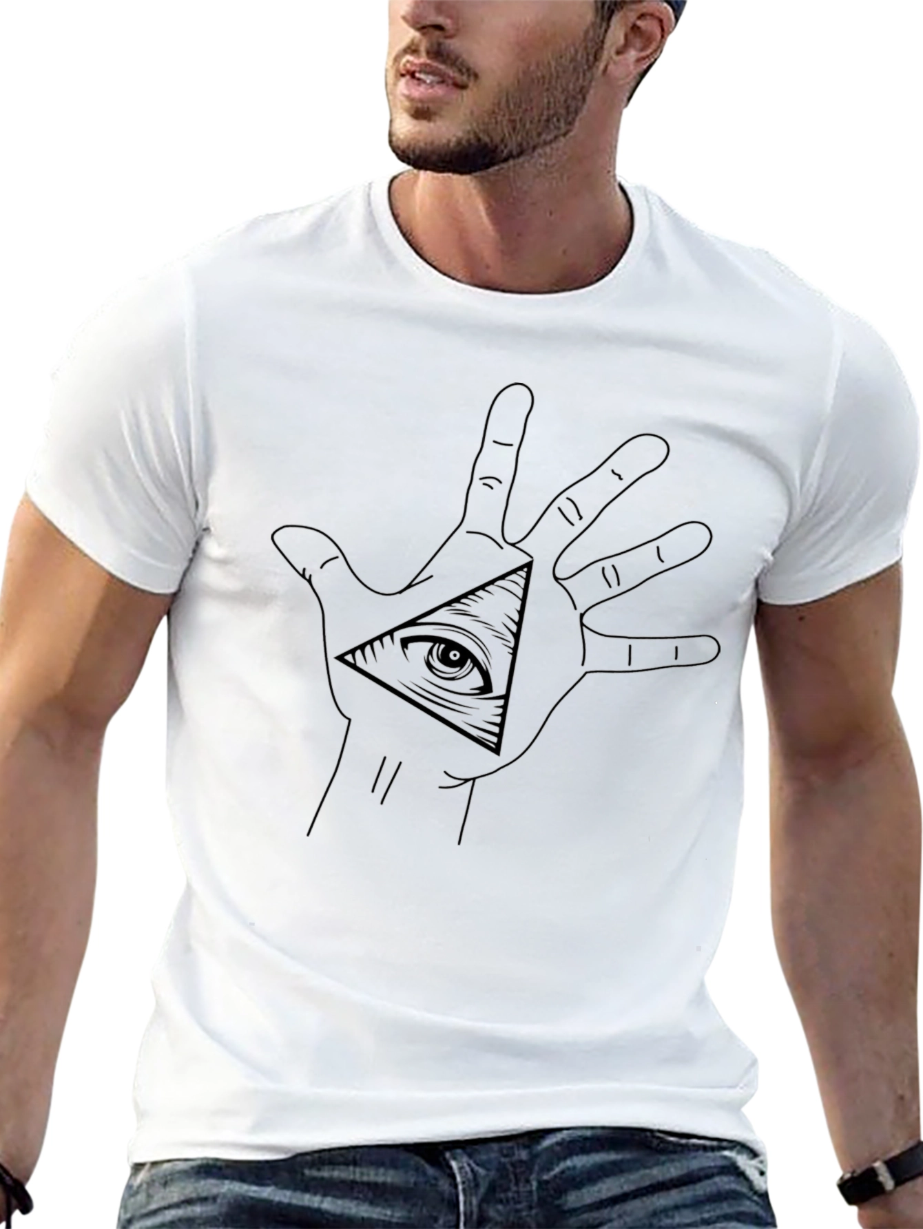 Eye in Pyramid Hand T-Shirt - Stylish Graphic Tee