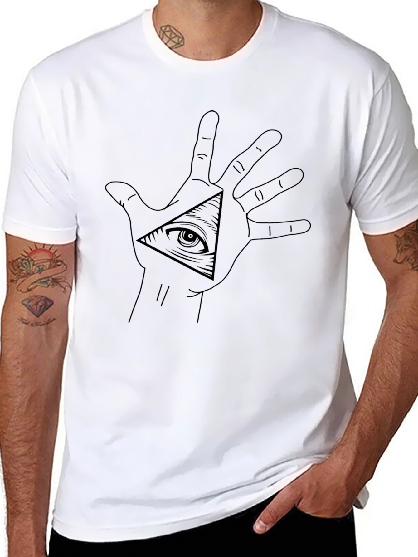 Eye in Pyramid Hand T-Shirt - Stylish Graphic Tee