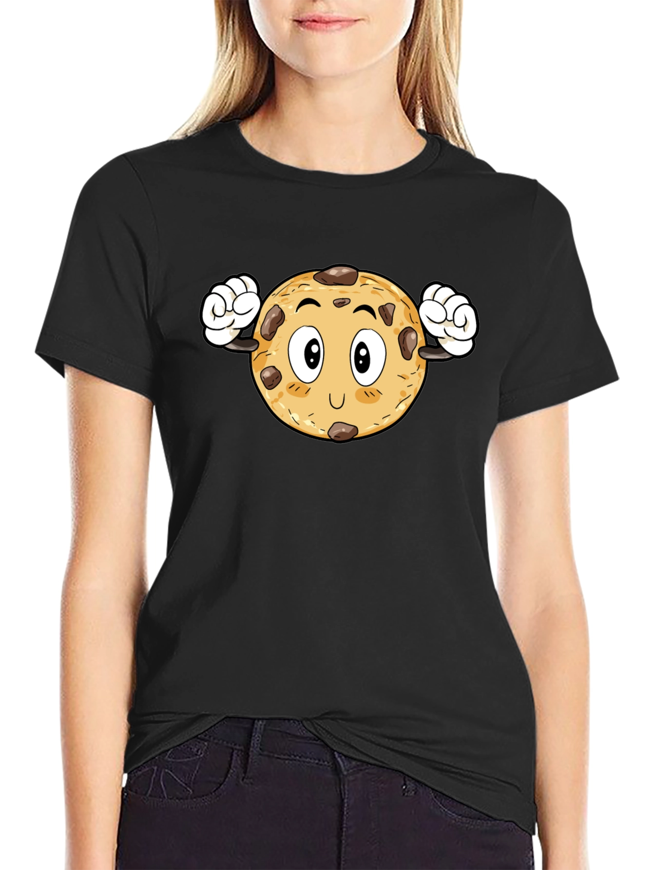 Cookie Cartoon Black T-Shirt