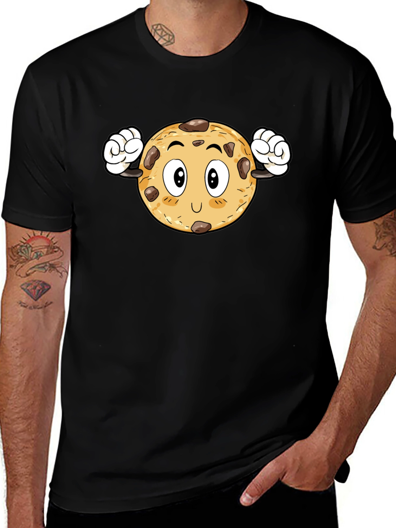 Cookie Cartoon Black T-Shirt