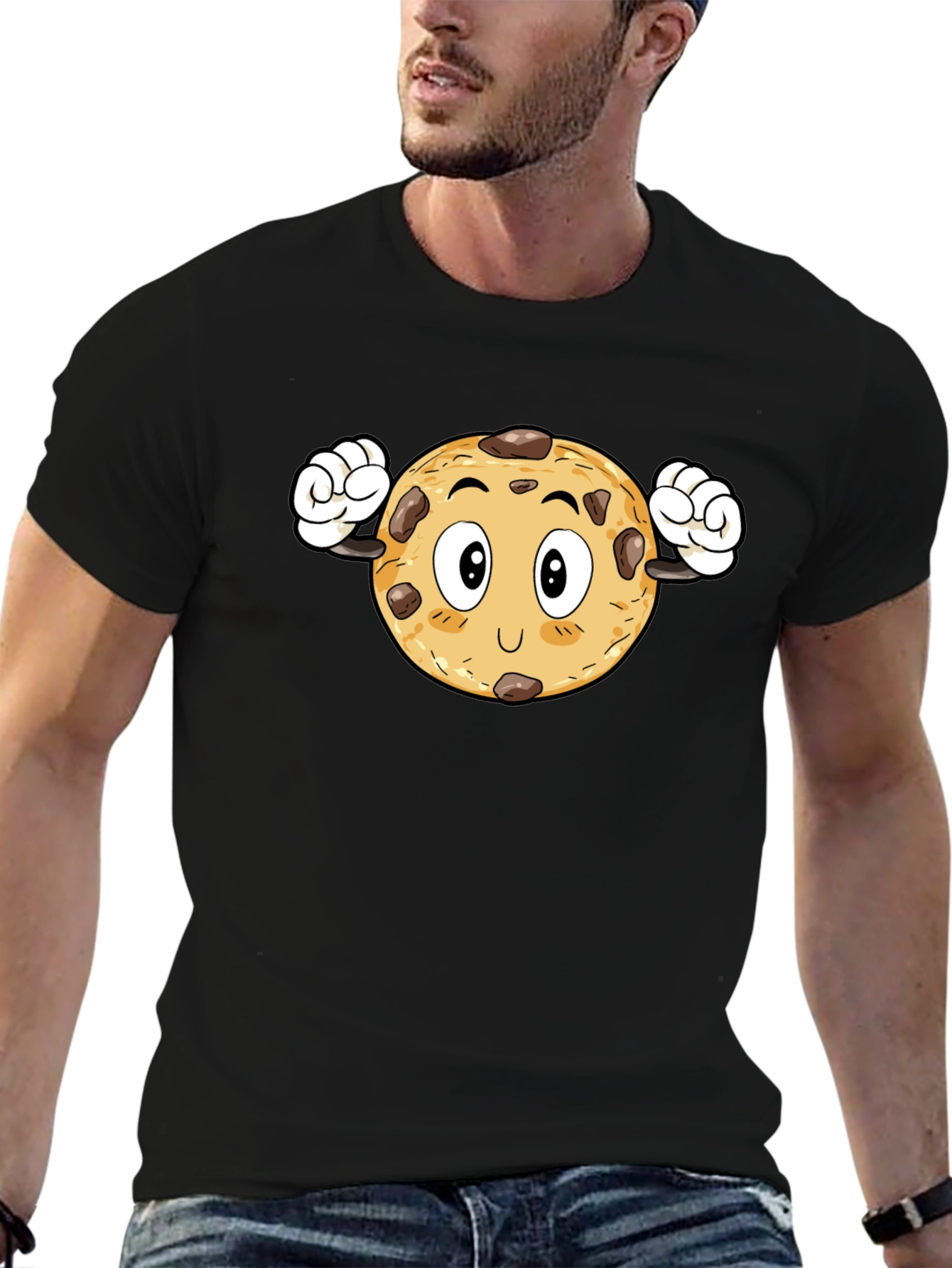 Cookie Cartoon Black T-Shirt