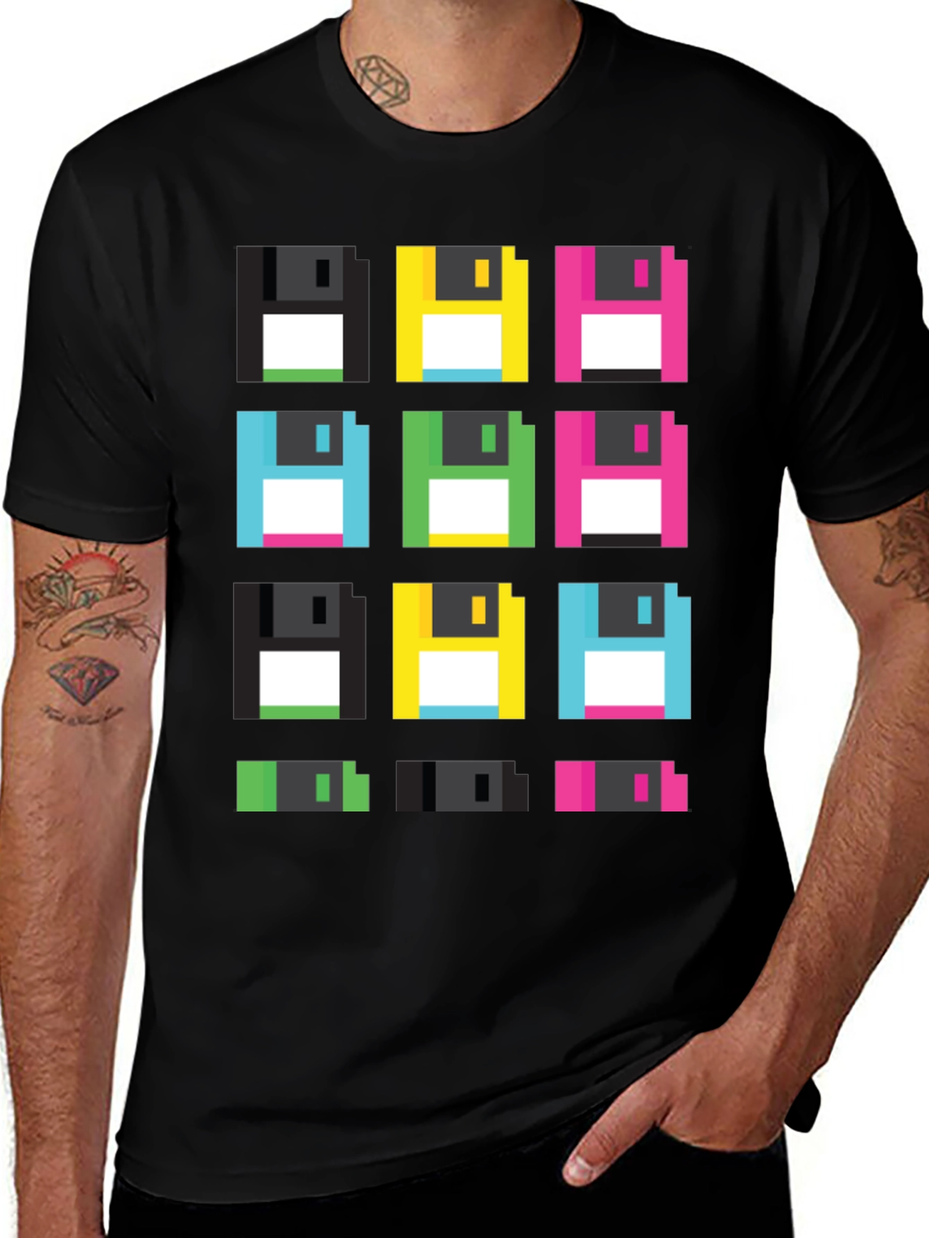 Retro Floppy Disk Pixel Art T-Shirt