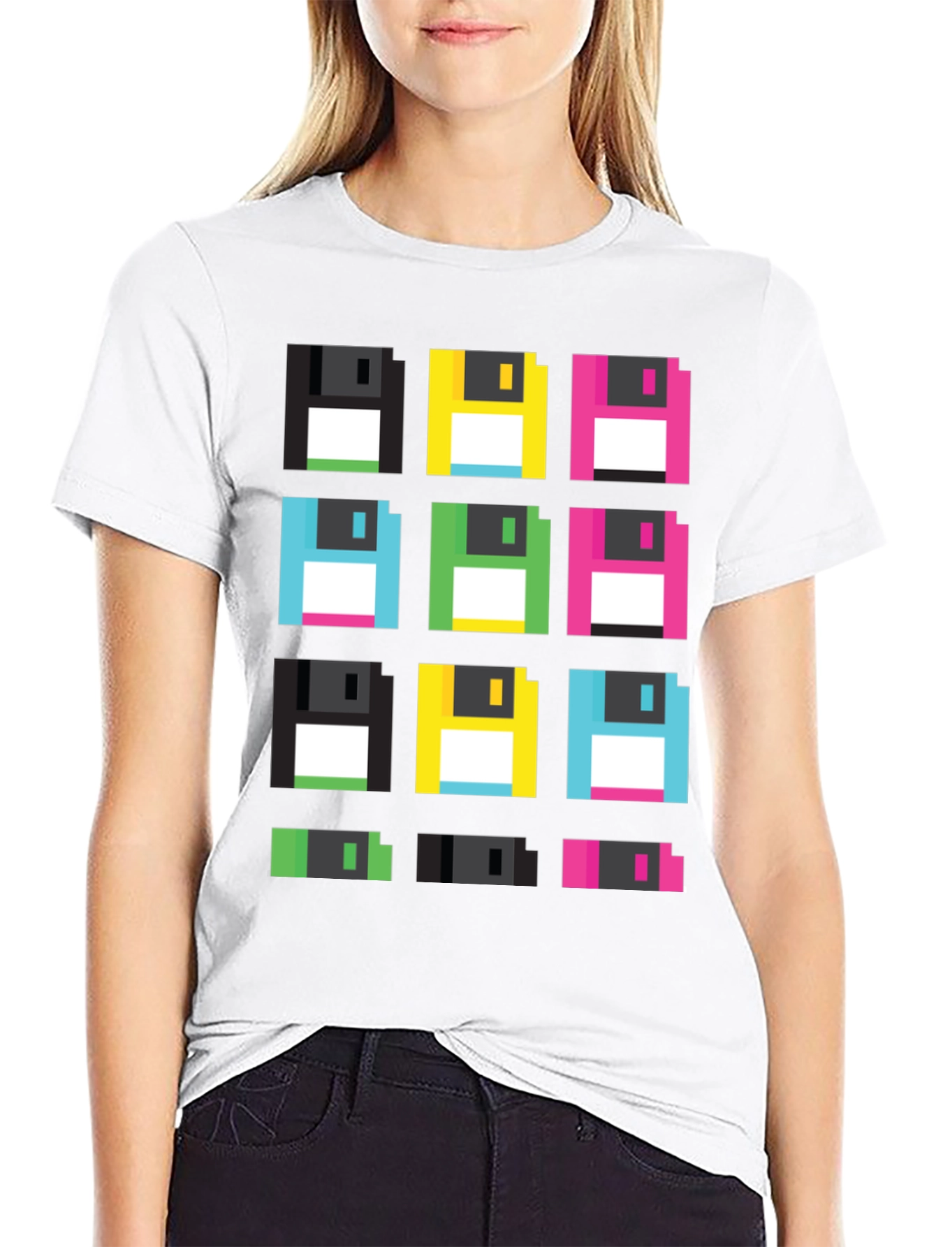 Retro Floppy Disk Pixel Art T-Shirt
