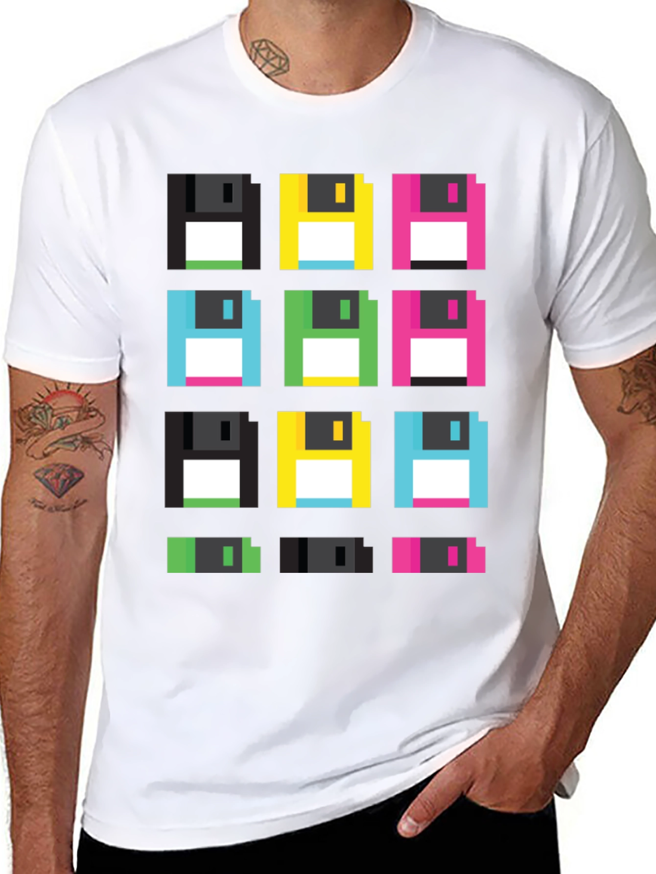 Retro Floppy Disk Pixel Art T-Shirt