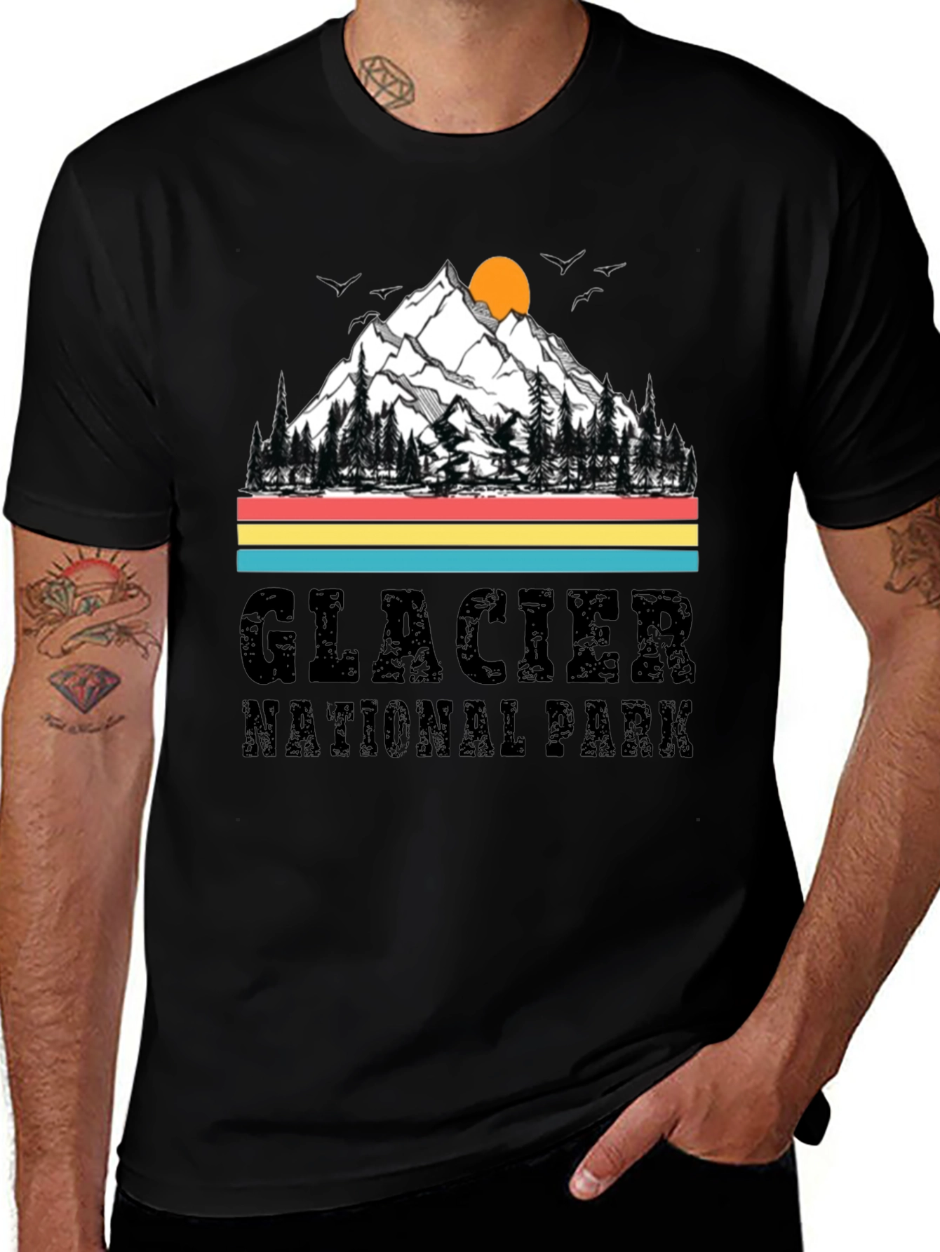Glacier National Park Black T-Shirt