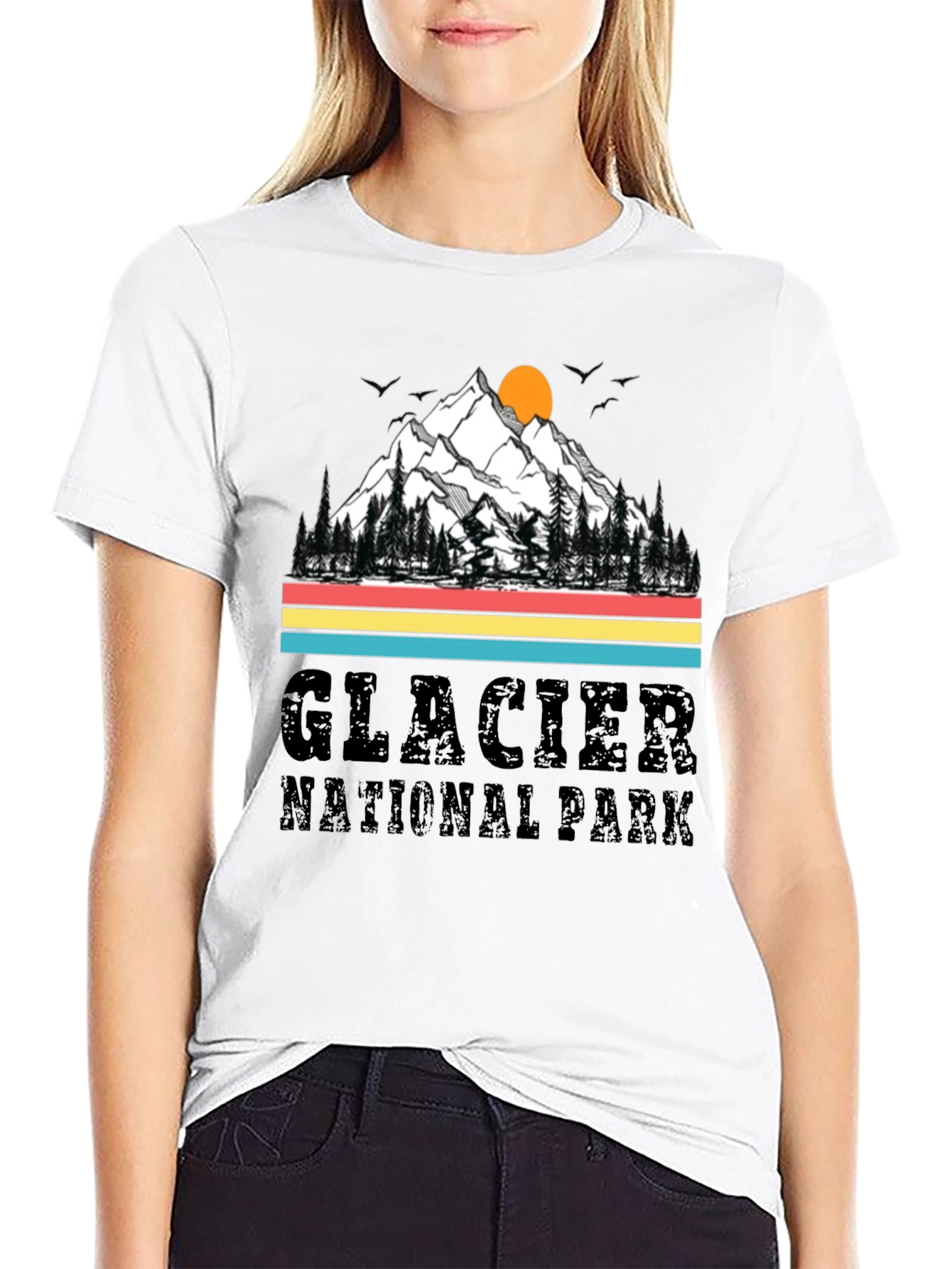 Glacier National Park Black T-Shirt