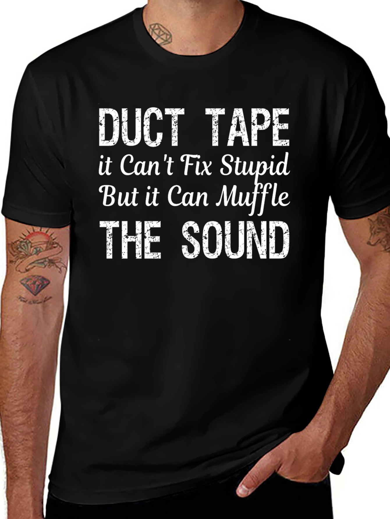 Duct Tape Fix Stupid Sarcastic Graphic T-Shirt