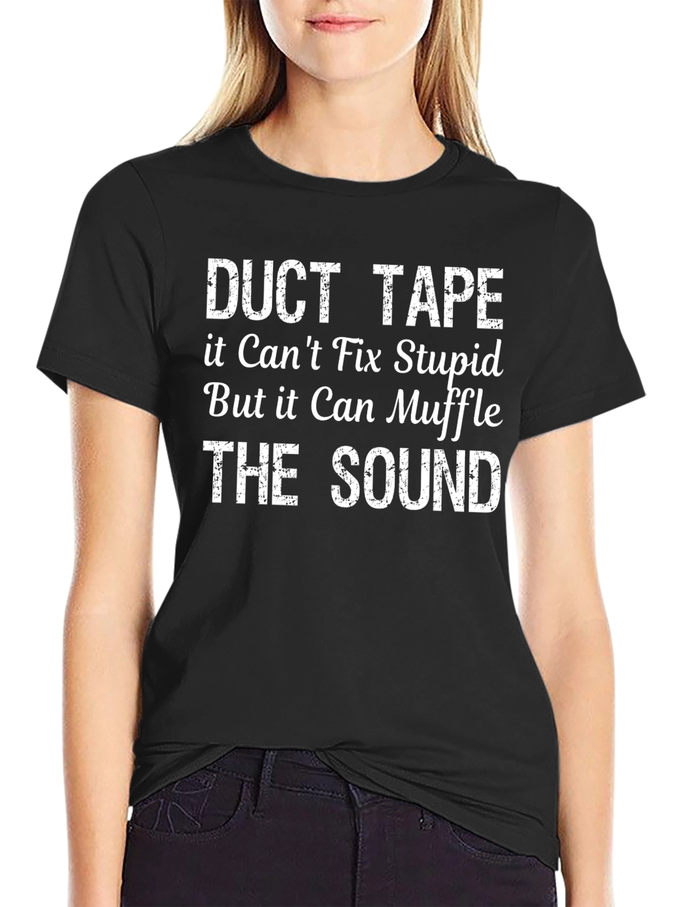 Duct Tape Fix Stupid Sarcastic Graphic T-Shirt