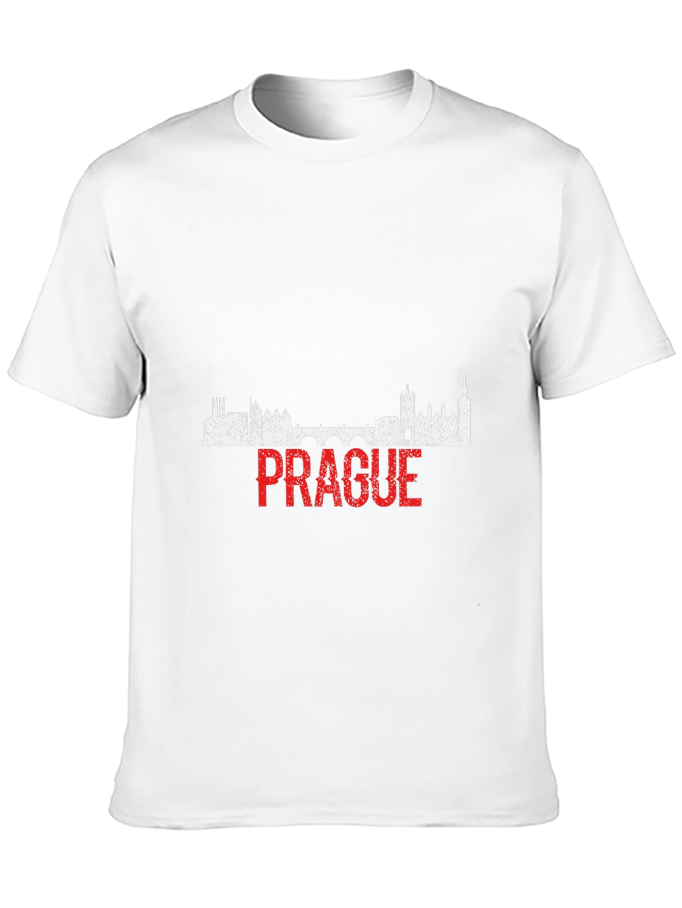 Prague Skyline Graphic T-Shirt - Black Cotton Tee