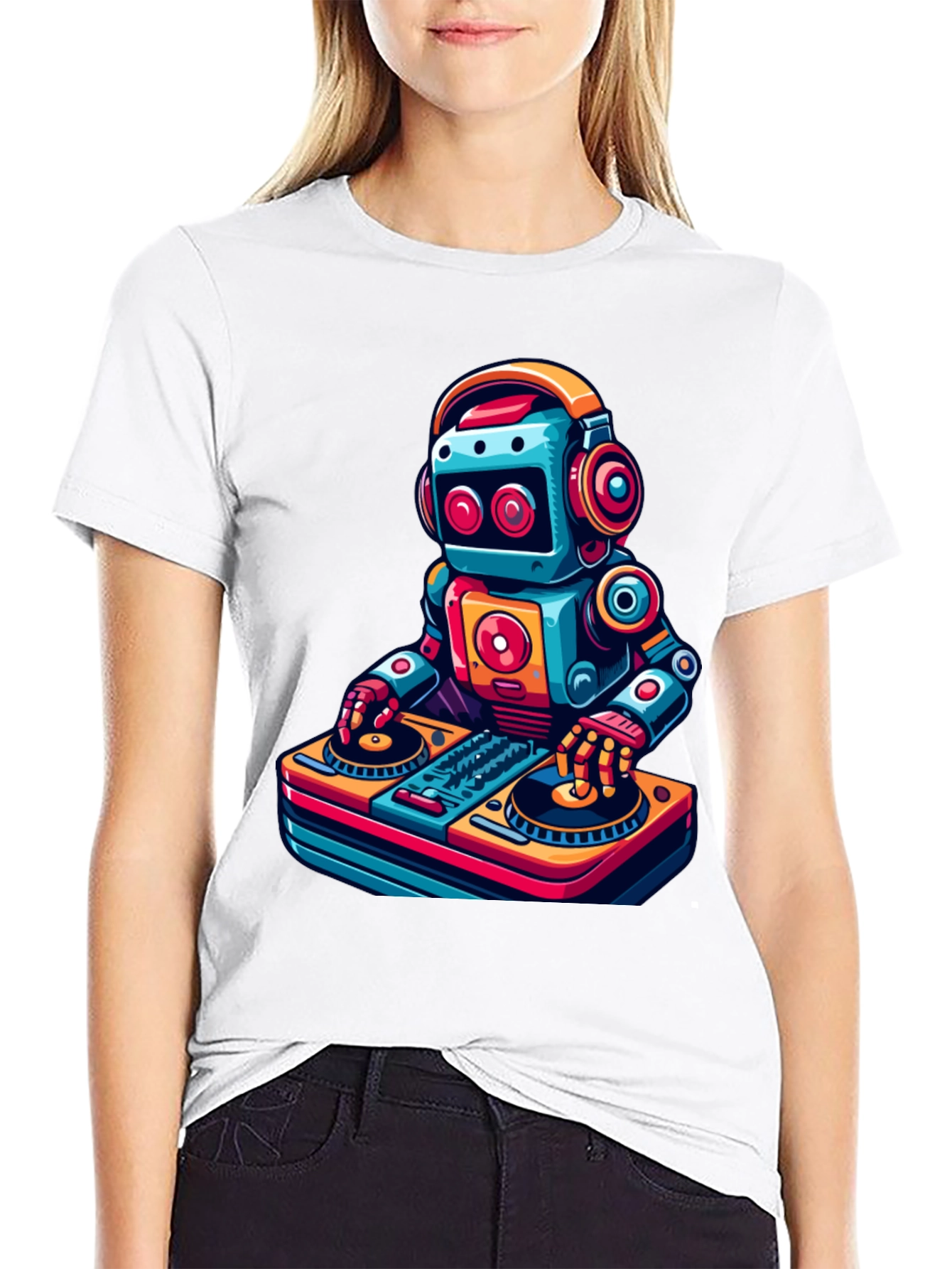 DJ Robot Graphic Tee - Cool Black T-Shirt