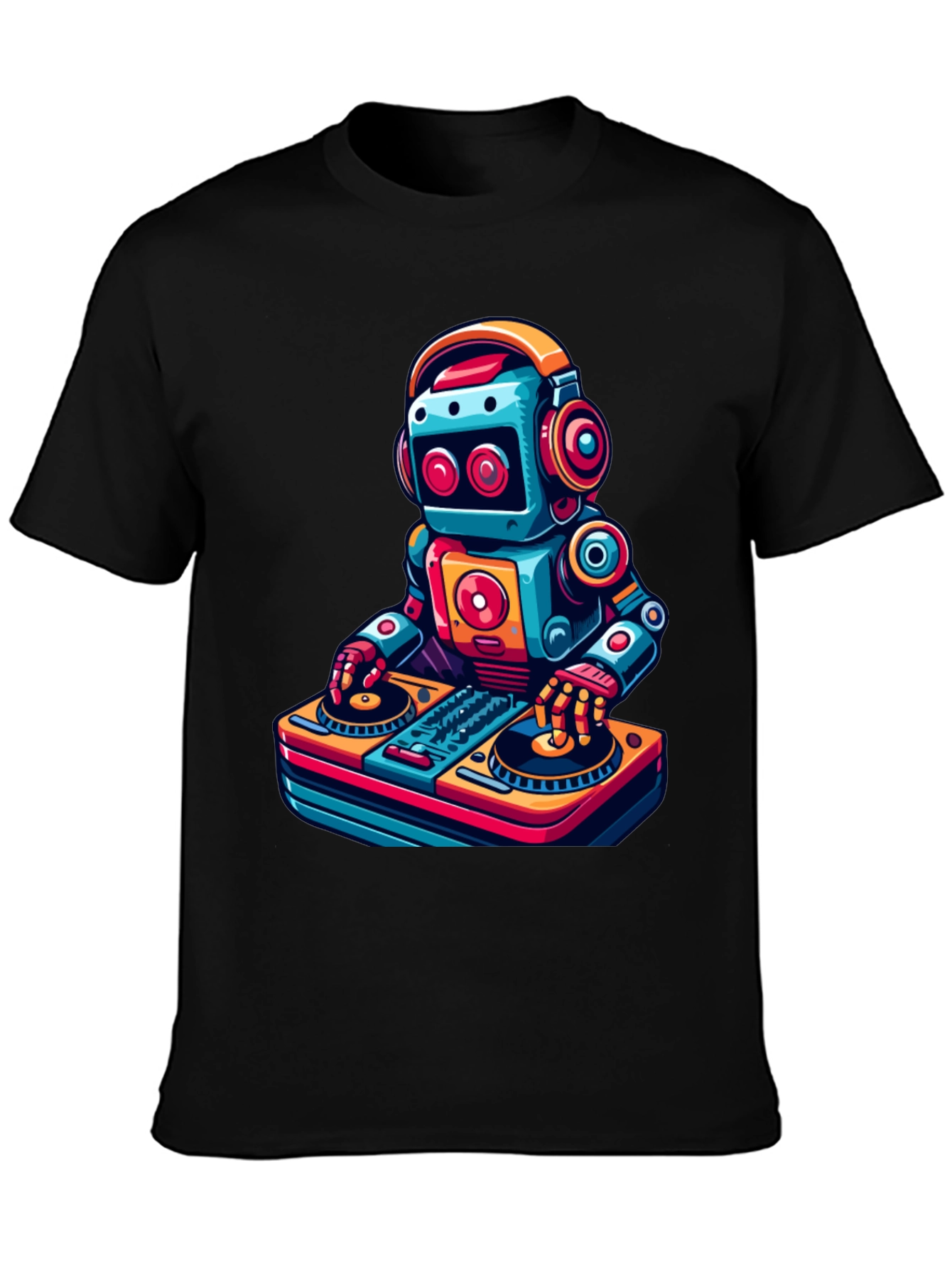 DJ Robot Graphic Tee - Cool Black T-Shirt