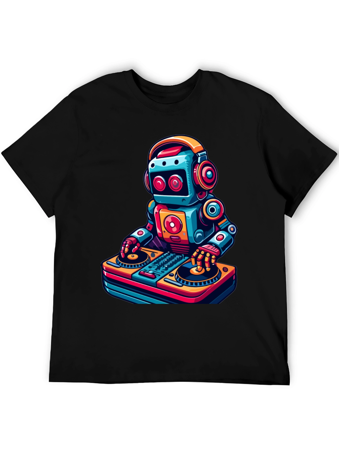 DJ Robot Graphic Tee - Cool Black T-Shirt