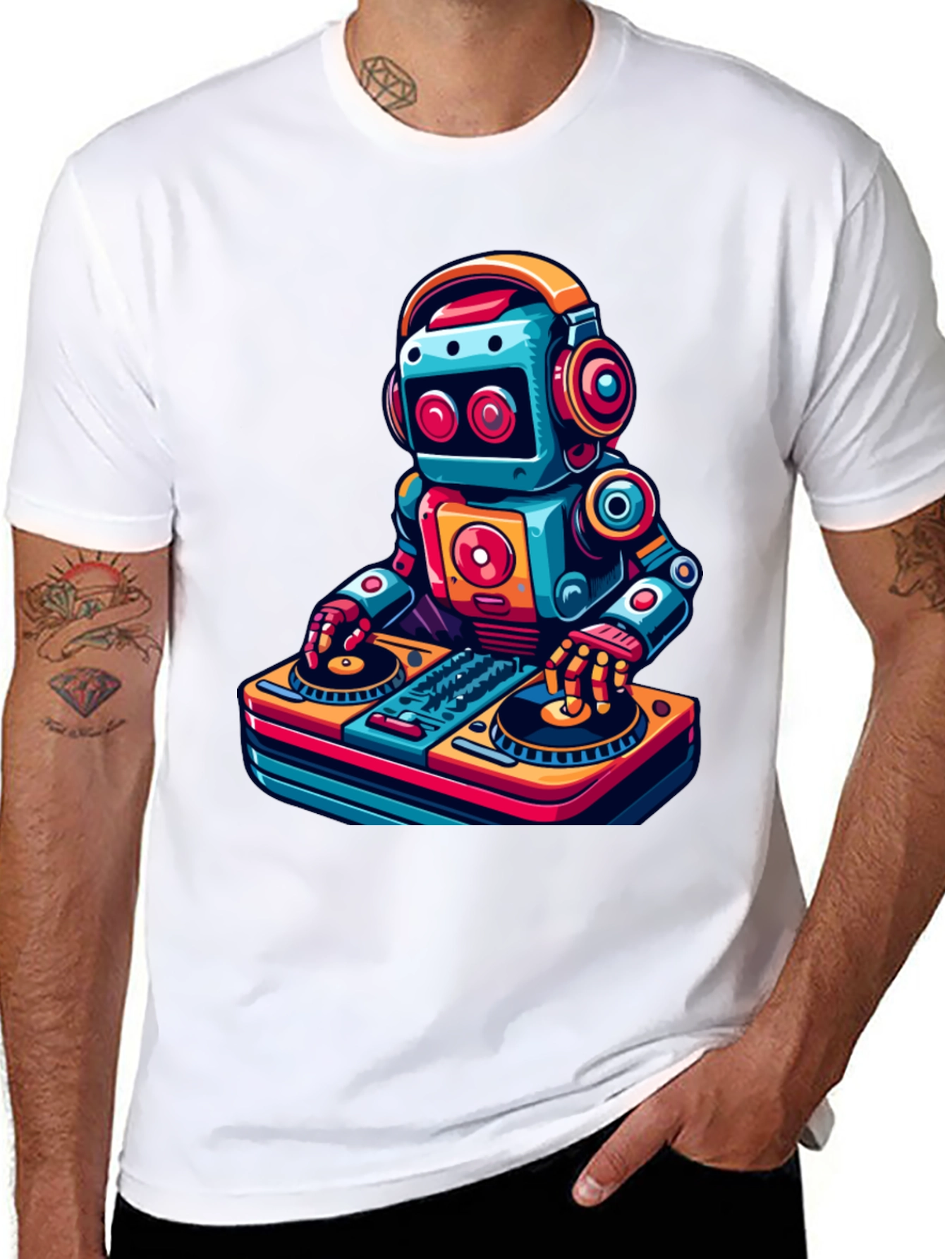 DJ Robot Graphic Tee - Cool Black T-Shirt