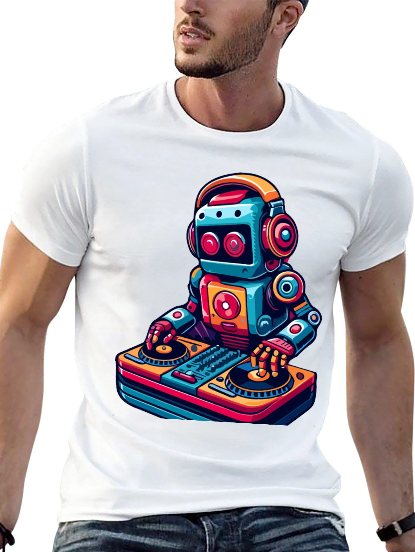 DJ Robot Graphic Tee - Cool Black T-Shirt