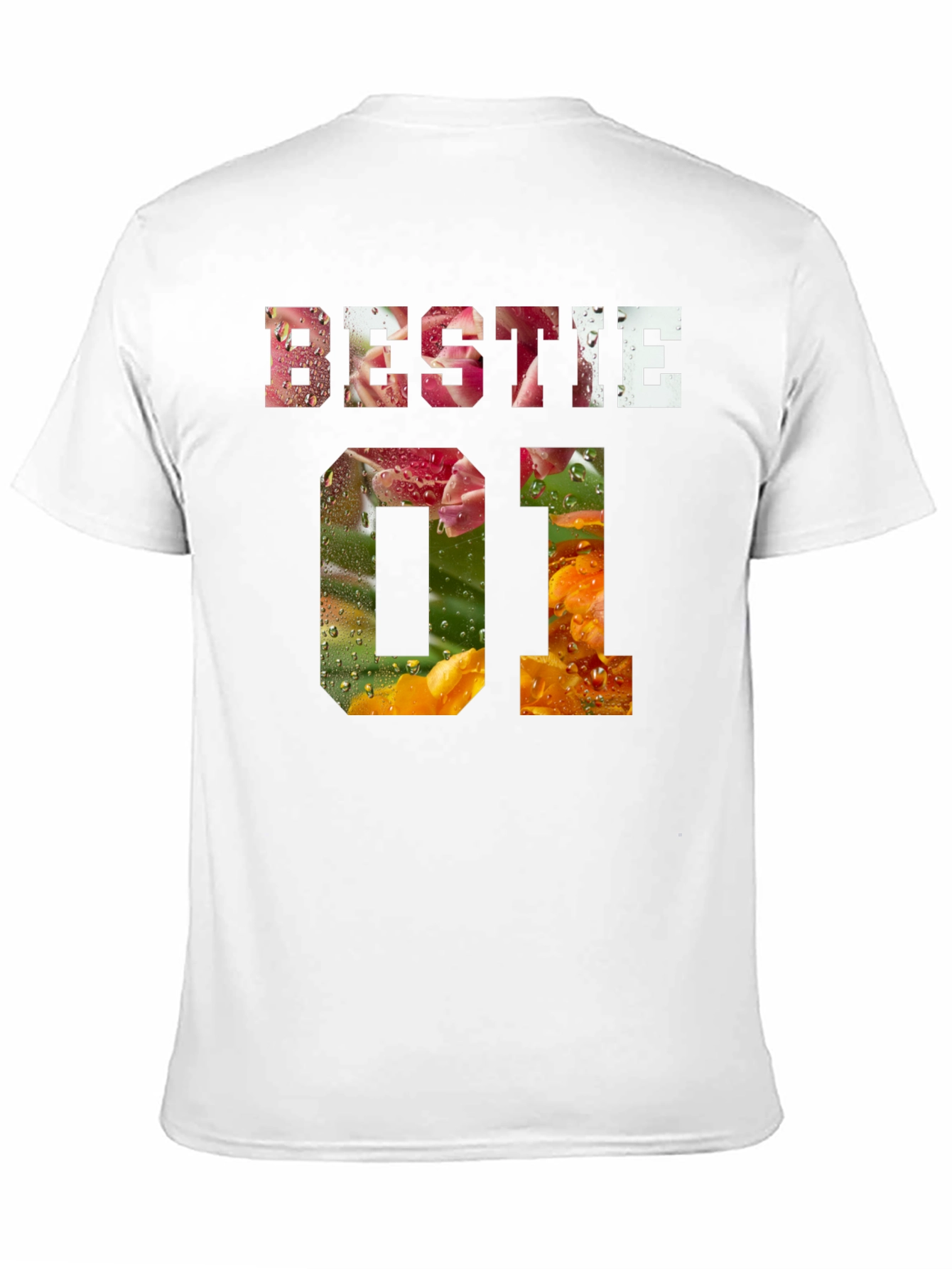 Bestie 01 Floral Print Black T-Shirt