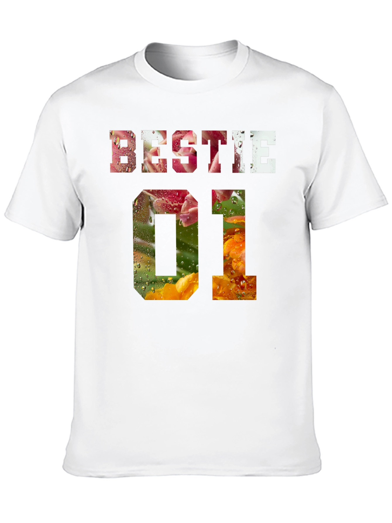 Bestie 01 Floral Print Black T-Shirt