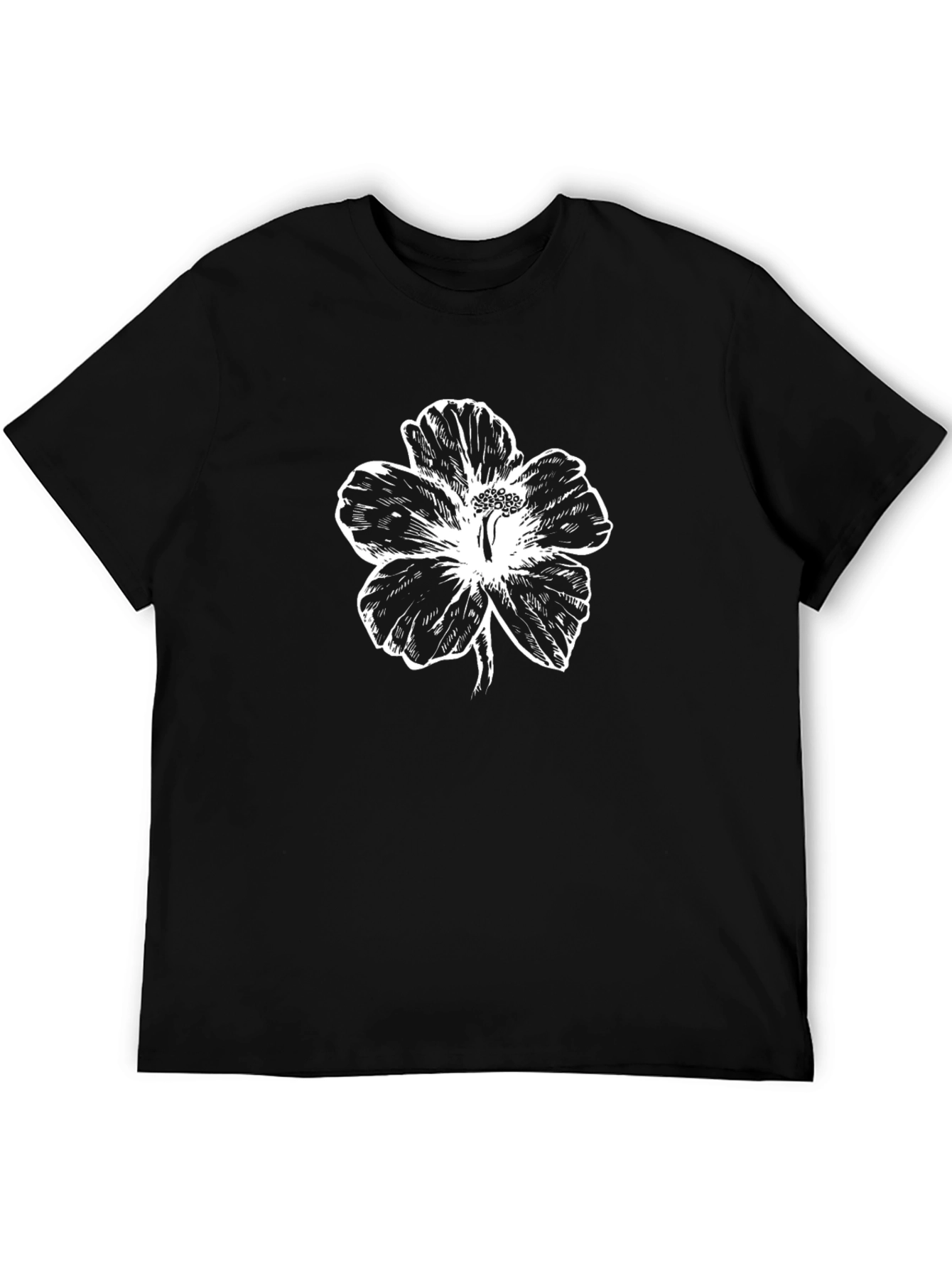 Black T-Shirt with Floral Graphic Print