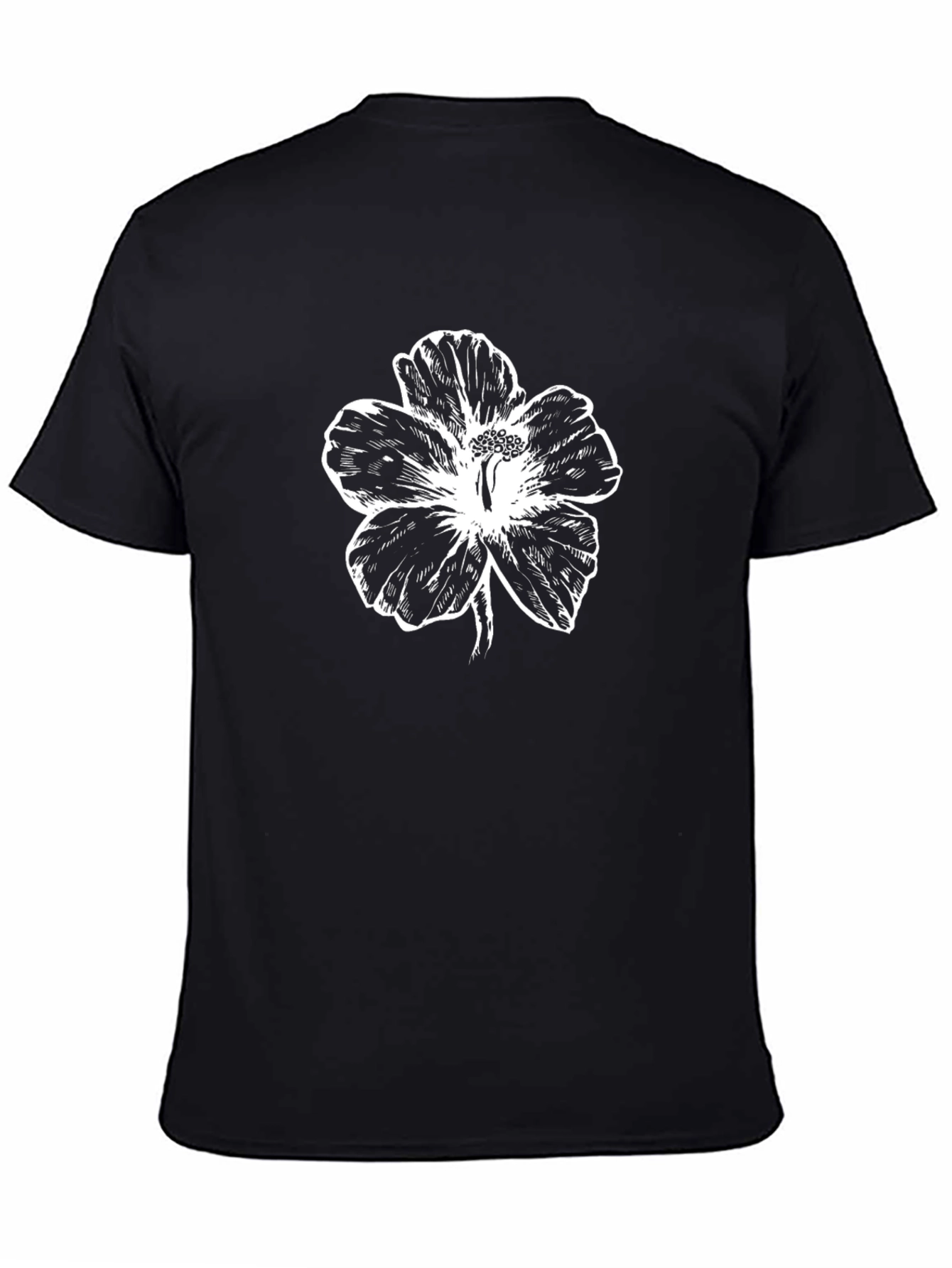Black T-Shirt with Floral Graphic Print