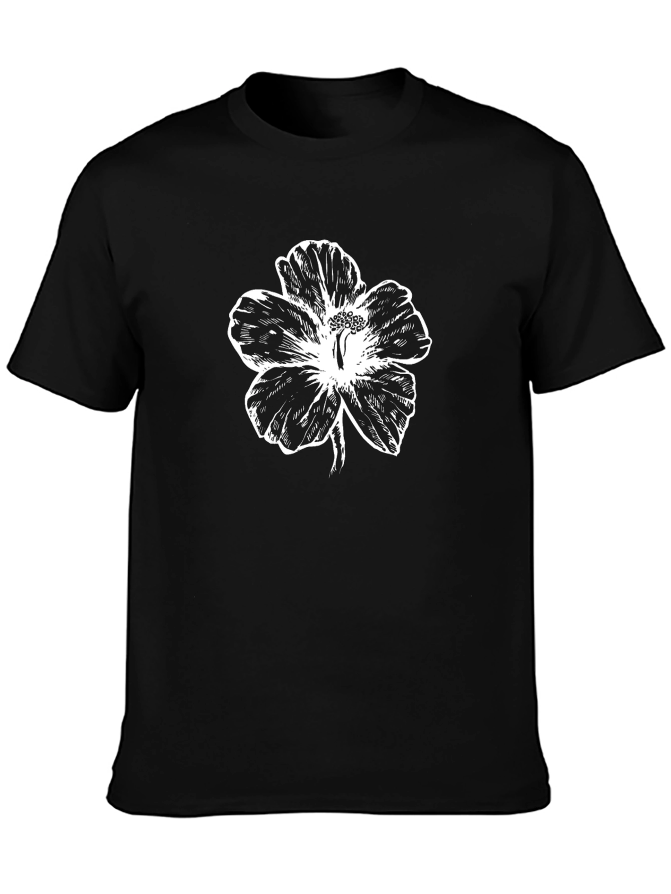 Black T-Shirt with Floral Graphic Print