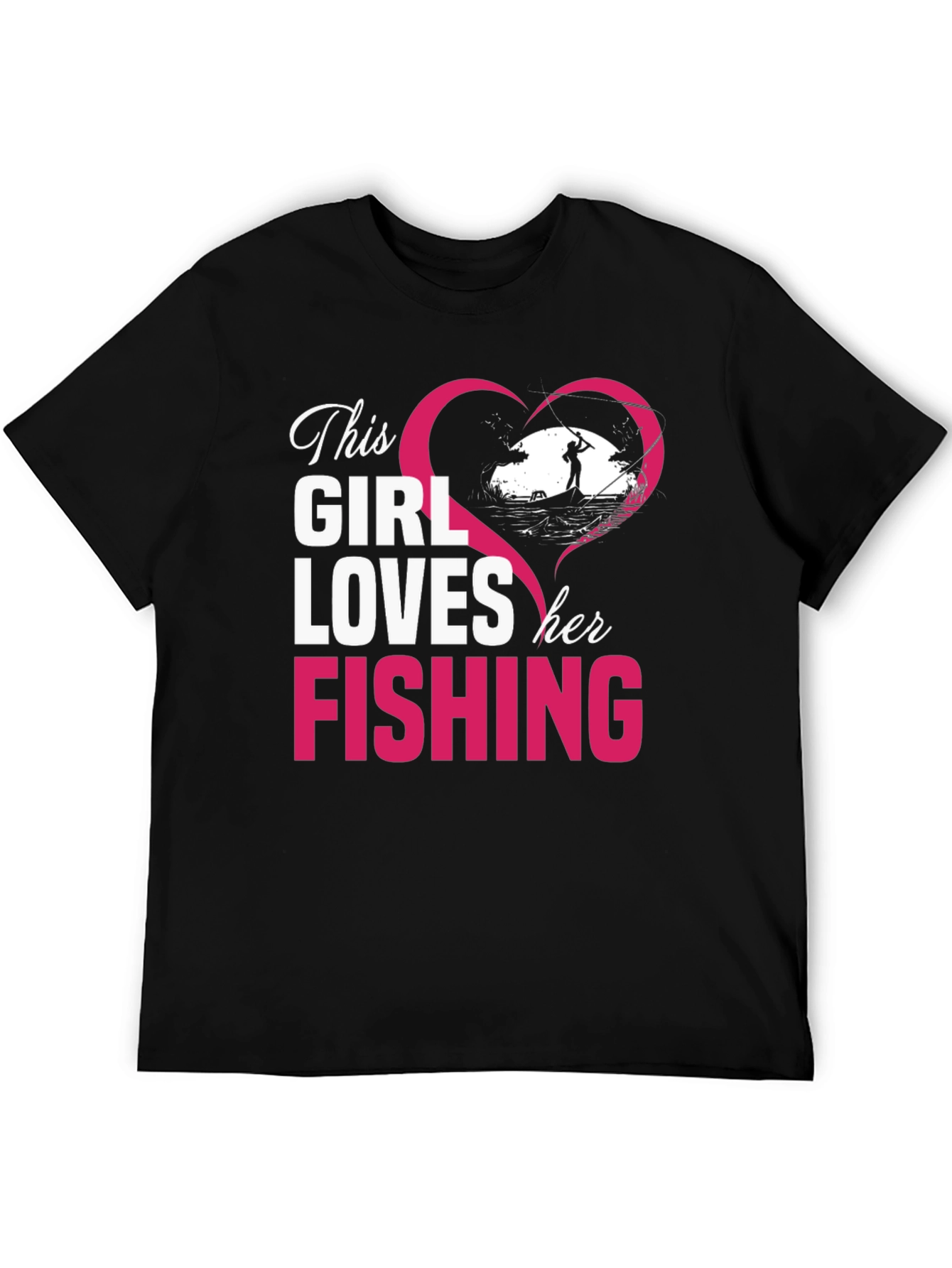 This Girl Loves Her Fishing Black T-Shirt