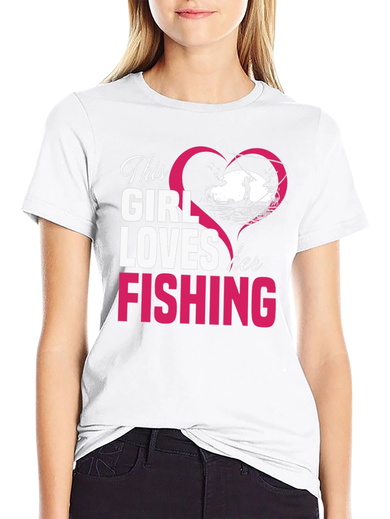 This Girl Loves Her Fishing Black T-Shirt