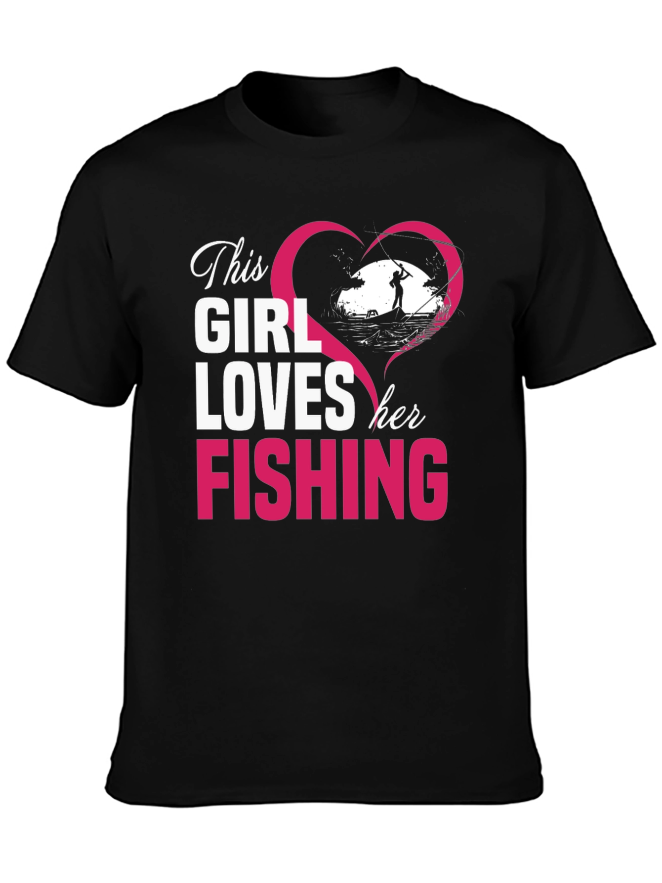 This Girl Loves Her Fishing Black T-Shirt