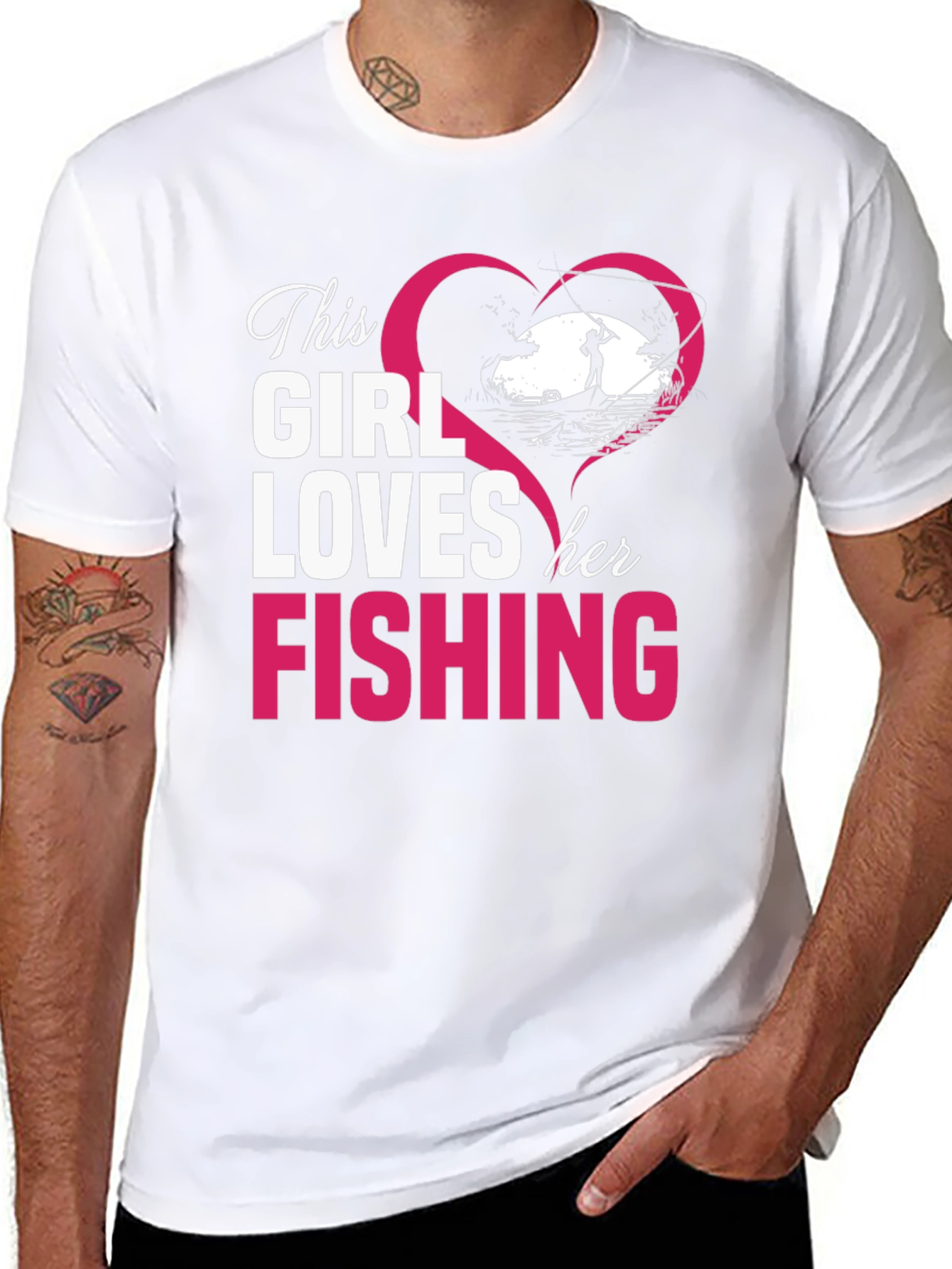 This Girl Loves Her Fishing Black T-Shirt