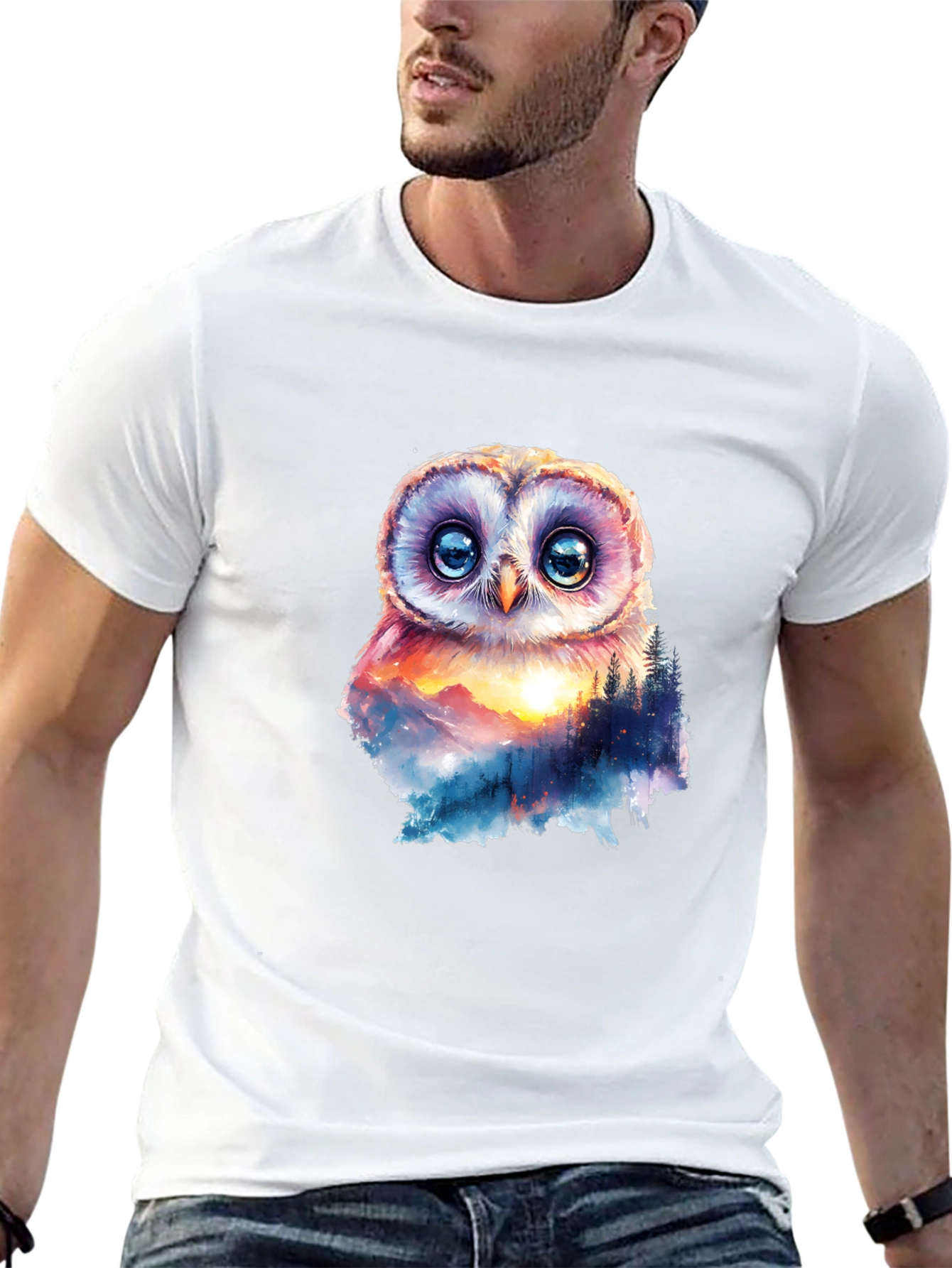 Owl Mountain Graphic T-Shirt - Nature Inspired Design