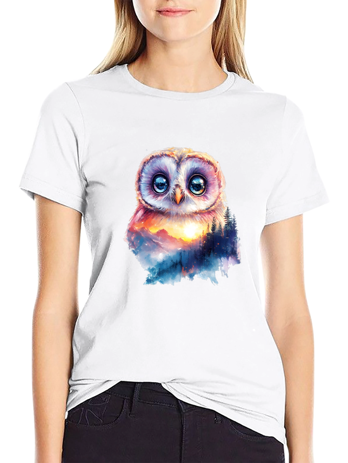Owl Mountain Graphic T-Shirt - Nature Inspired Design
