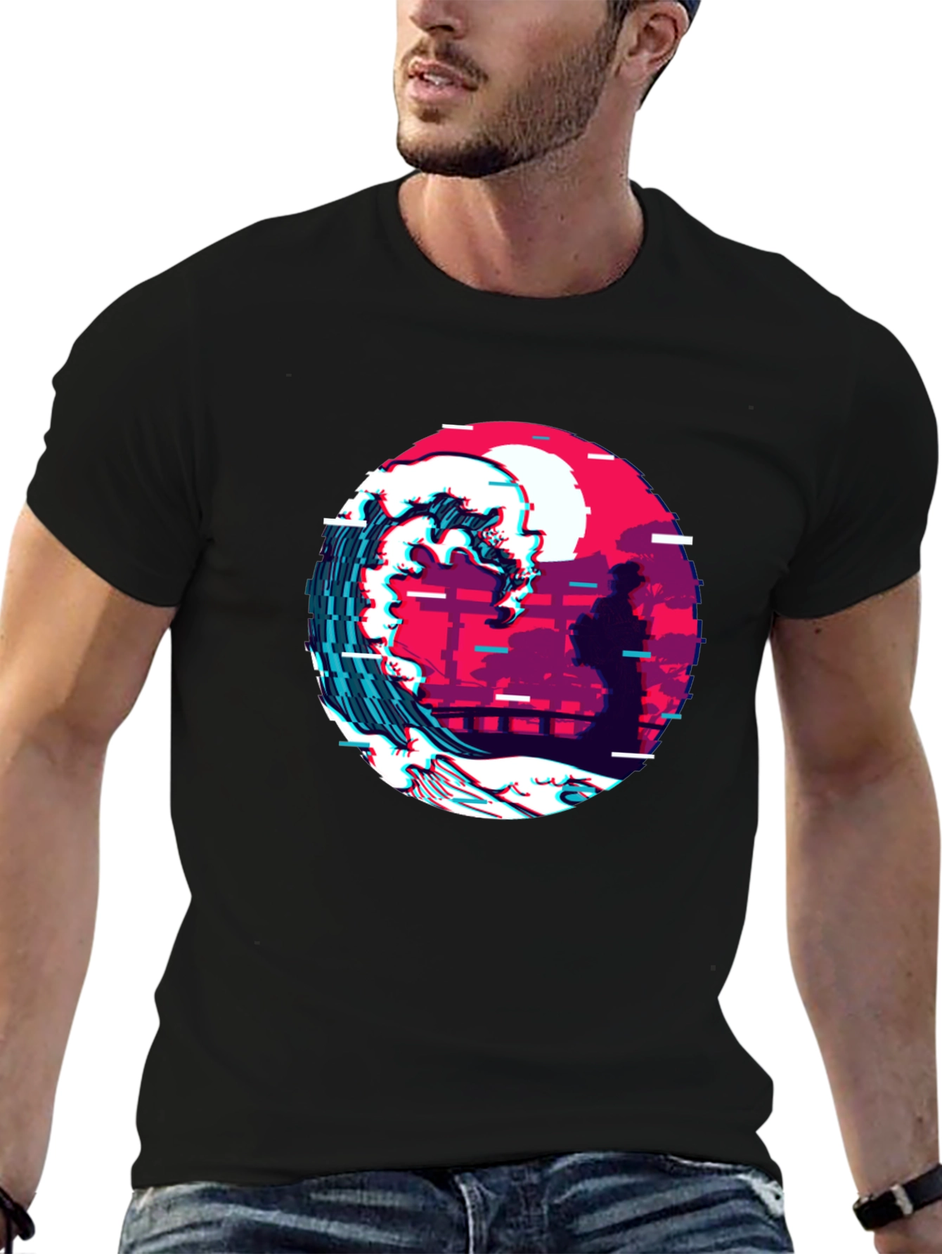 Retro Wave Graphic Tee - Black