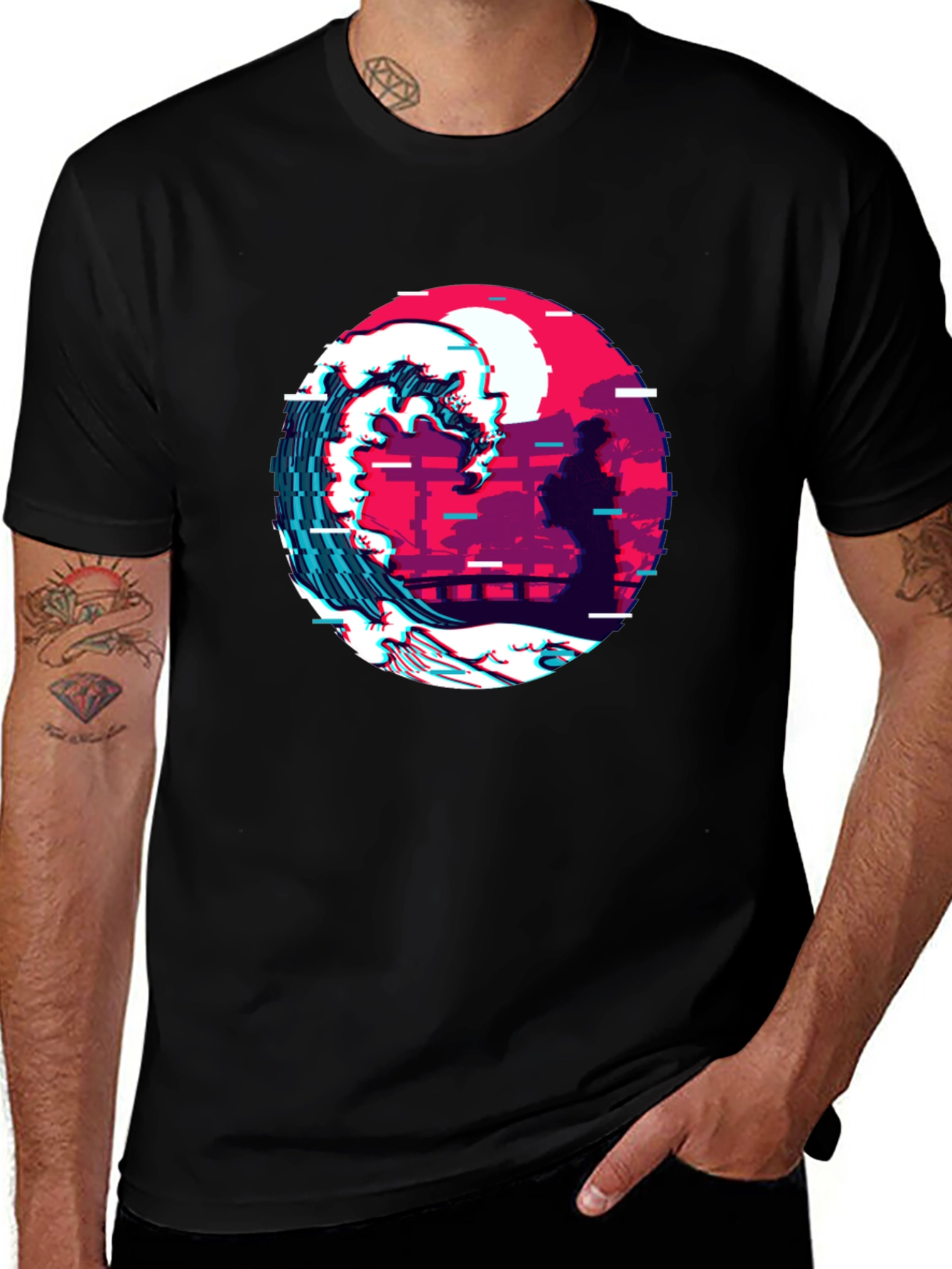 Retro Wave Graphic Tee - Black