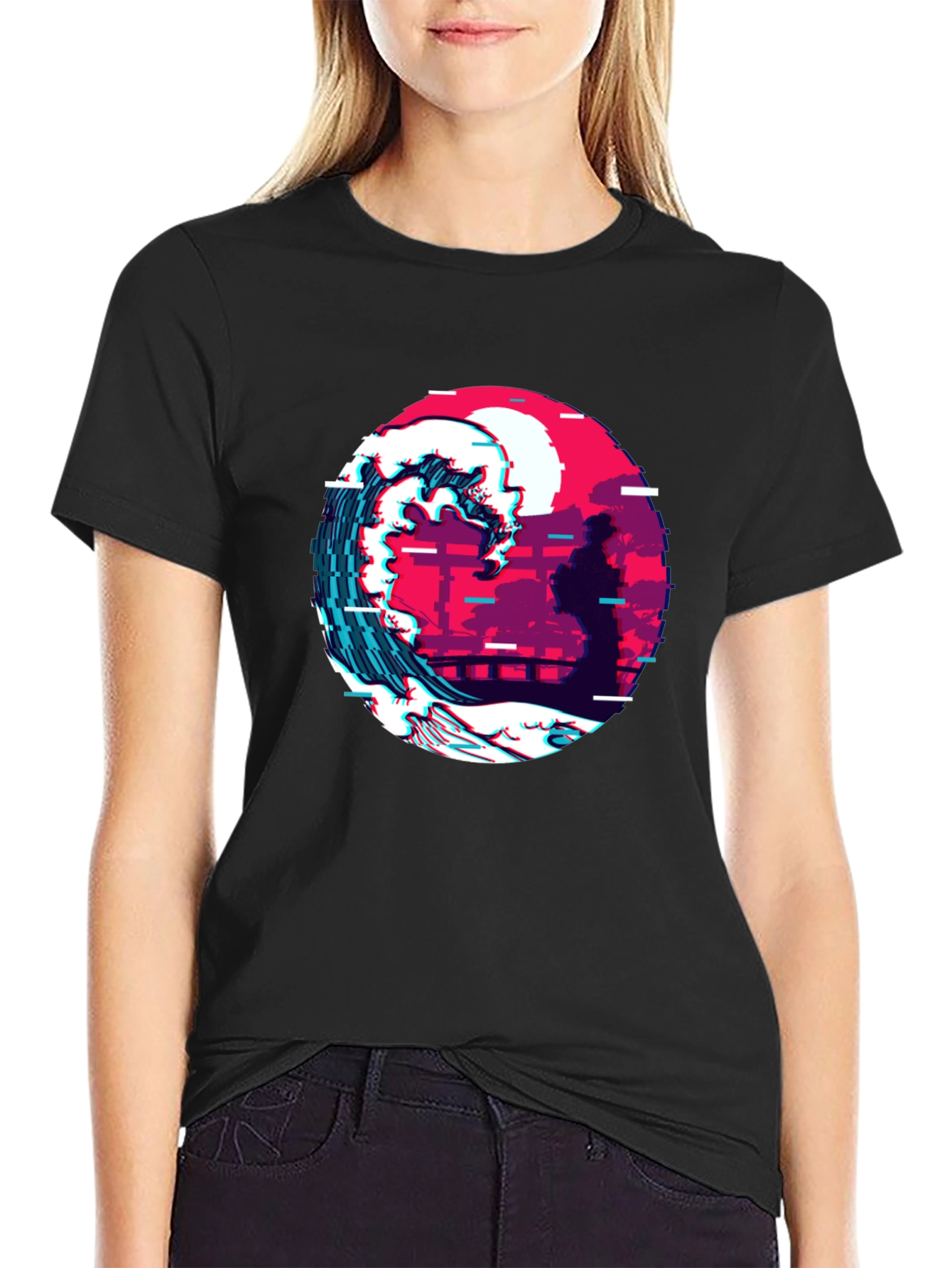 Retro Wave Graphic Tee - Black
