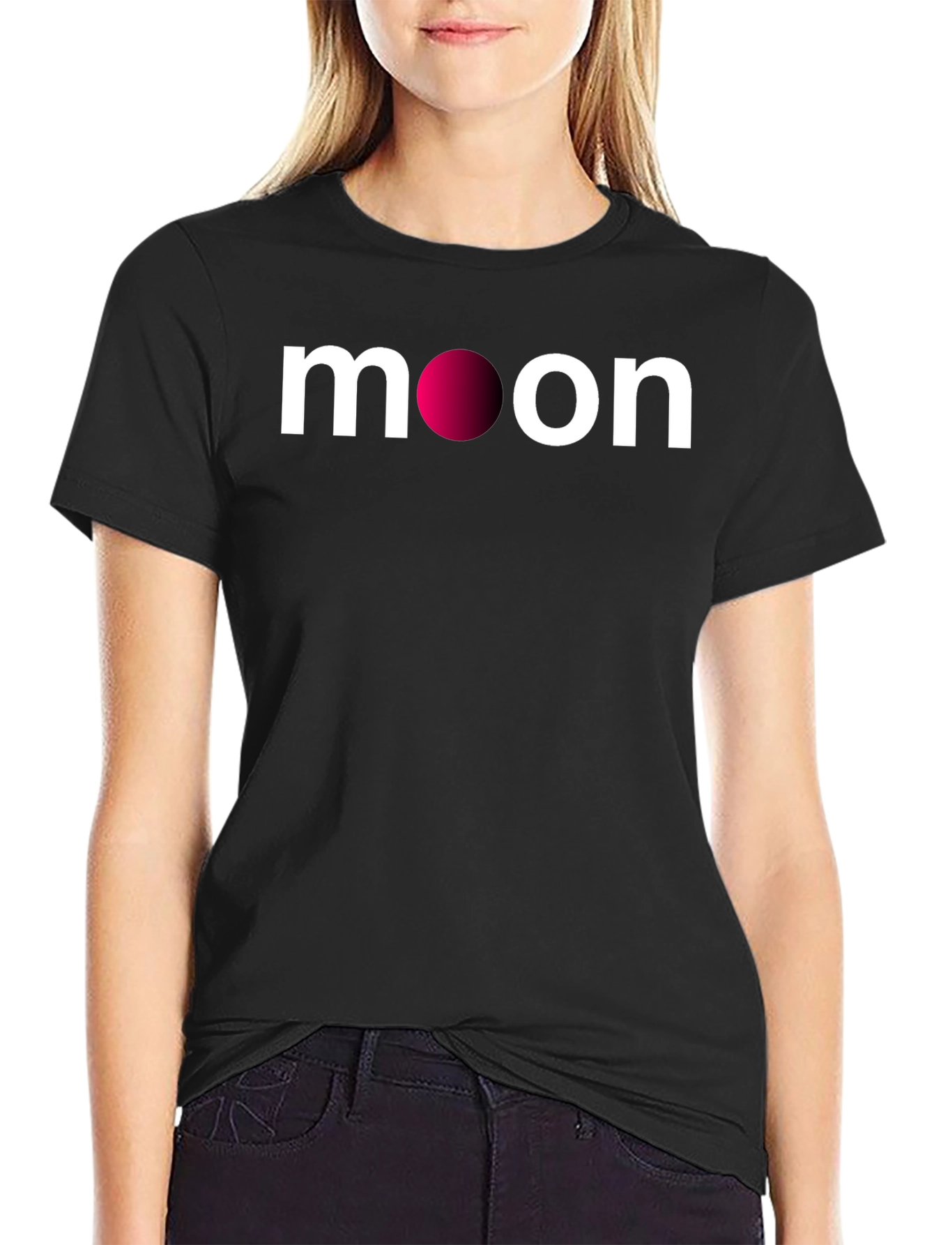 Moon Graphic Print Black T-Shirt
