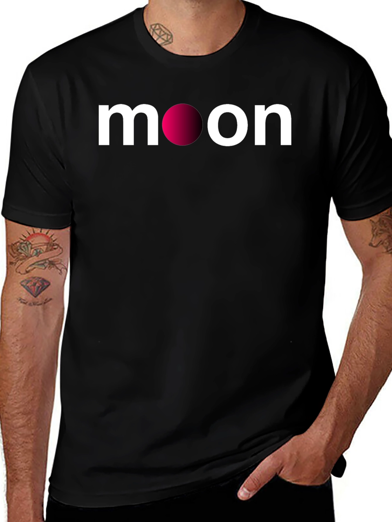 Moon Graphic Print Black T-Shirt