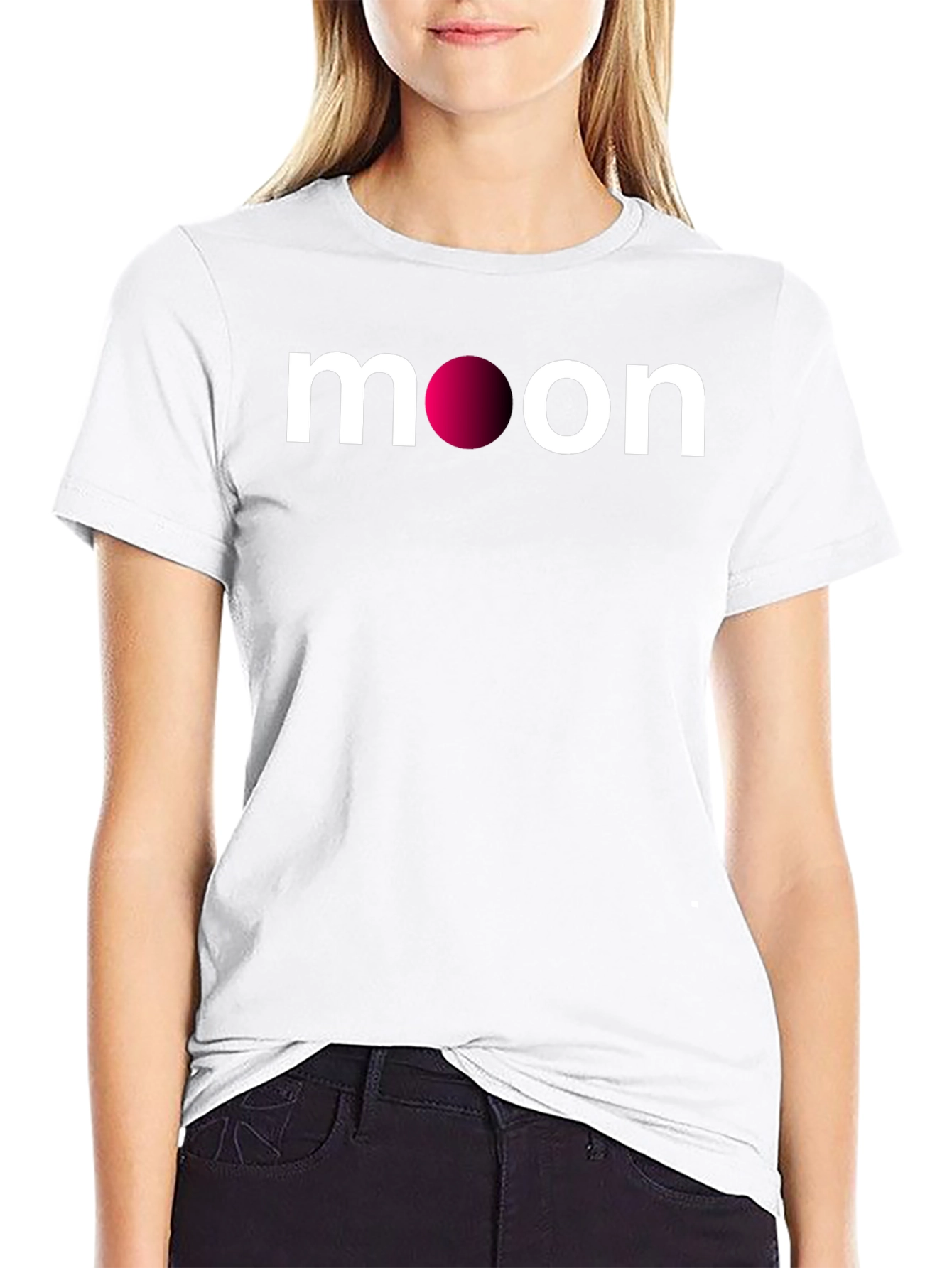Moon Graphic Print Black T-Shirt