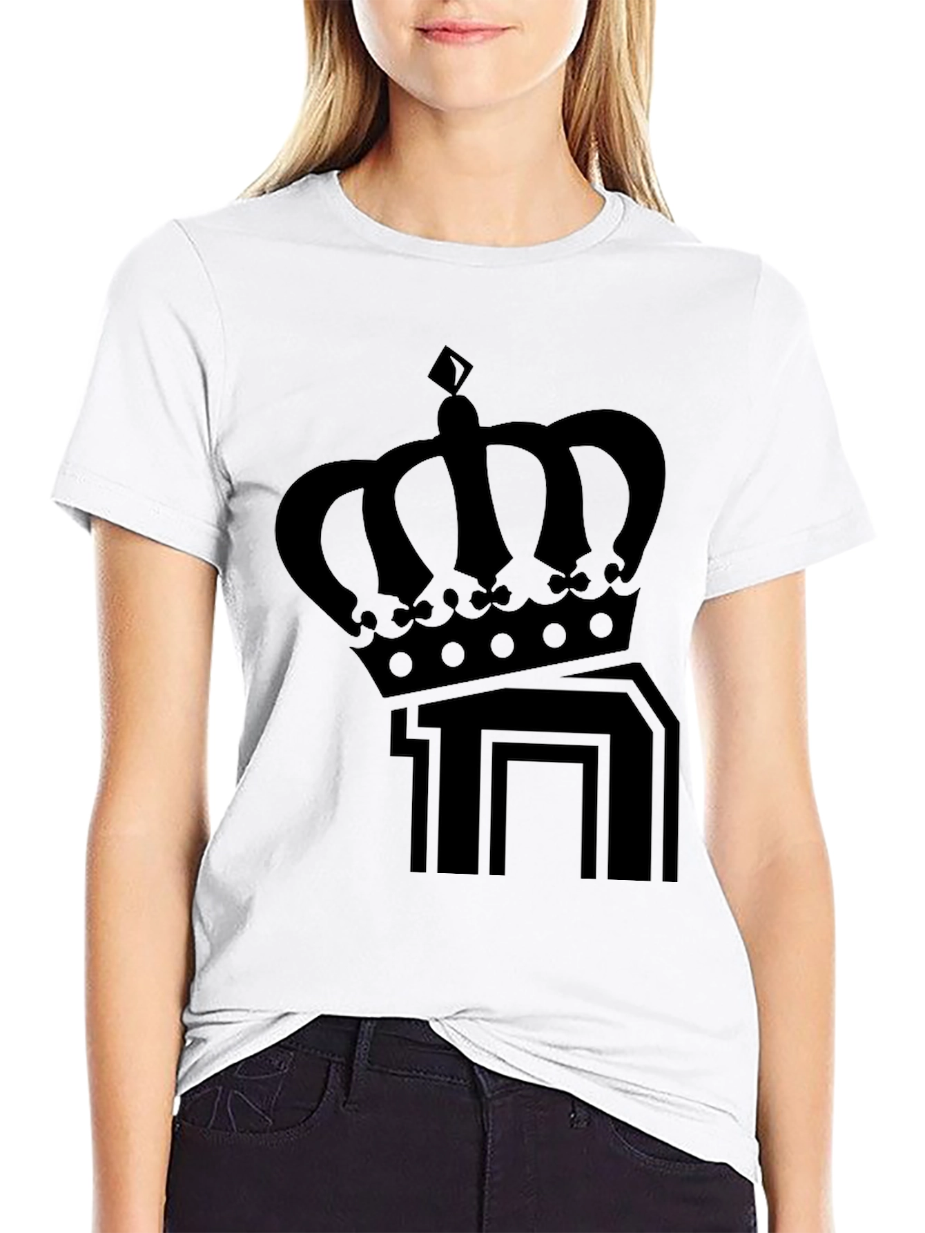 Crown & Number T-Shirt - Black Graphic Tee