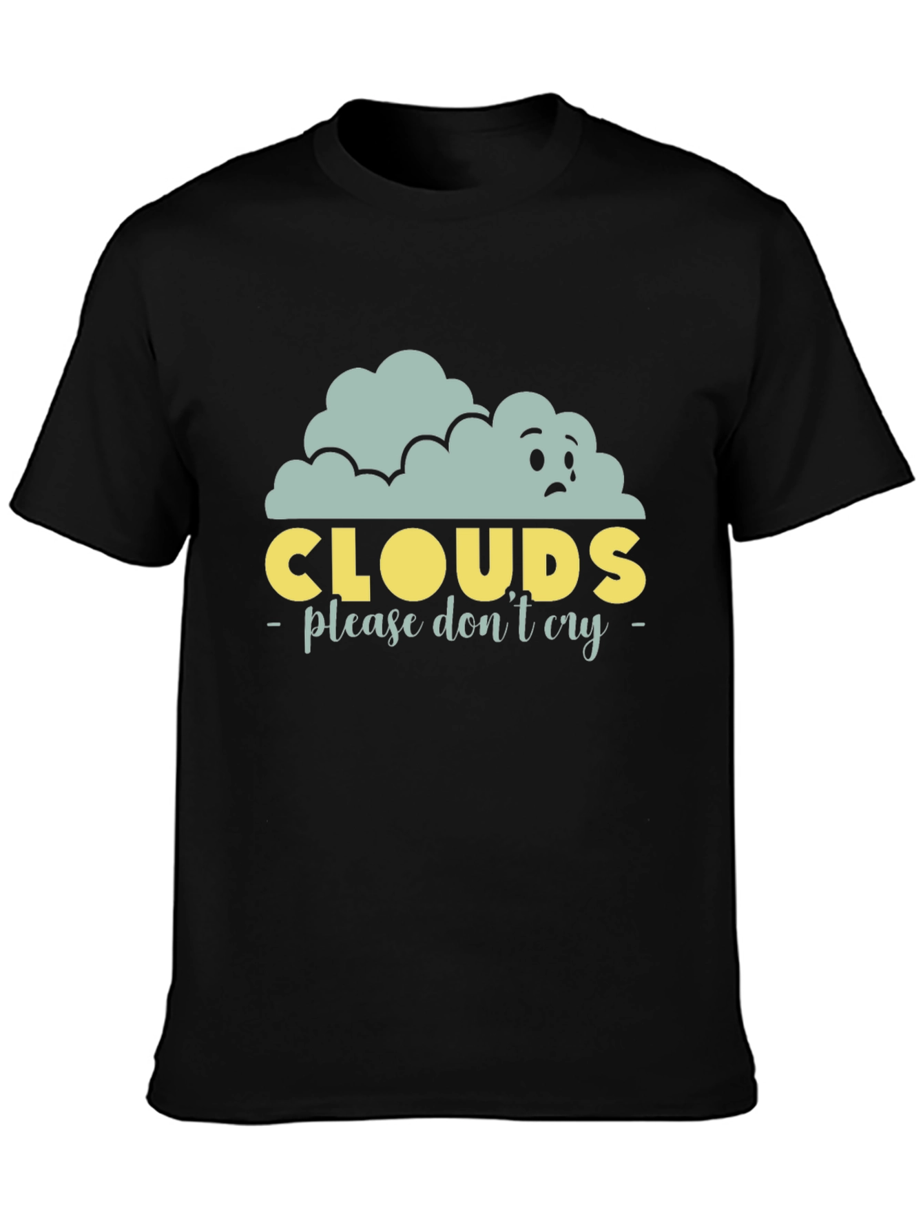 Sad Clouds Graphic T-Shirt - Unisex Black Tee