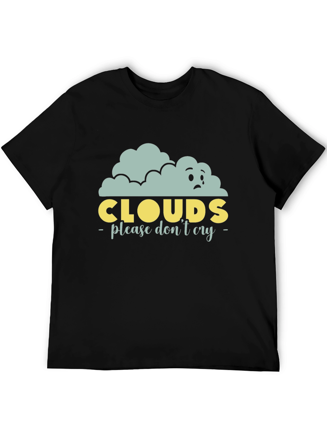 Sad Clouds Graphic T-Shirt - Unisex Black Tee