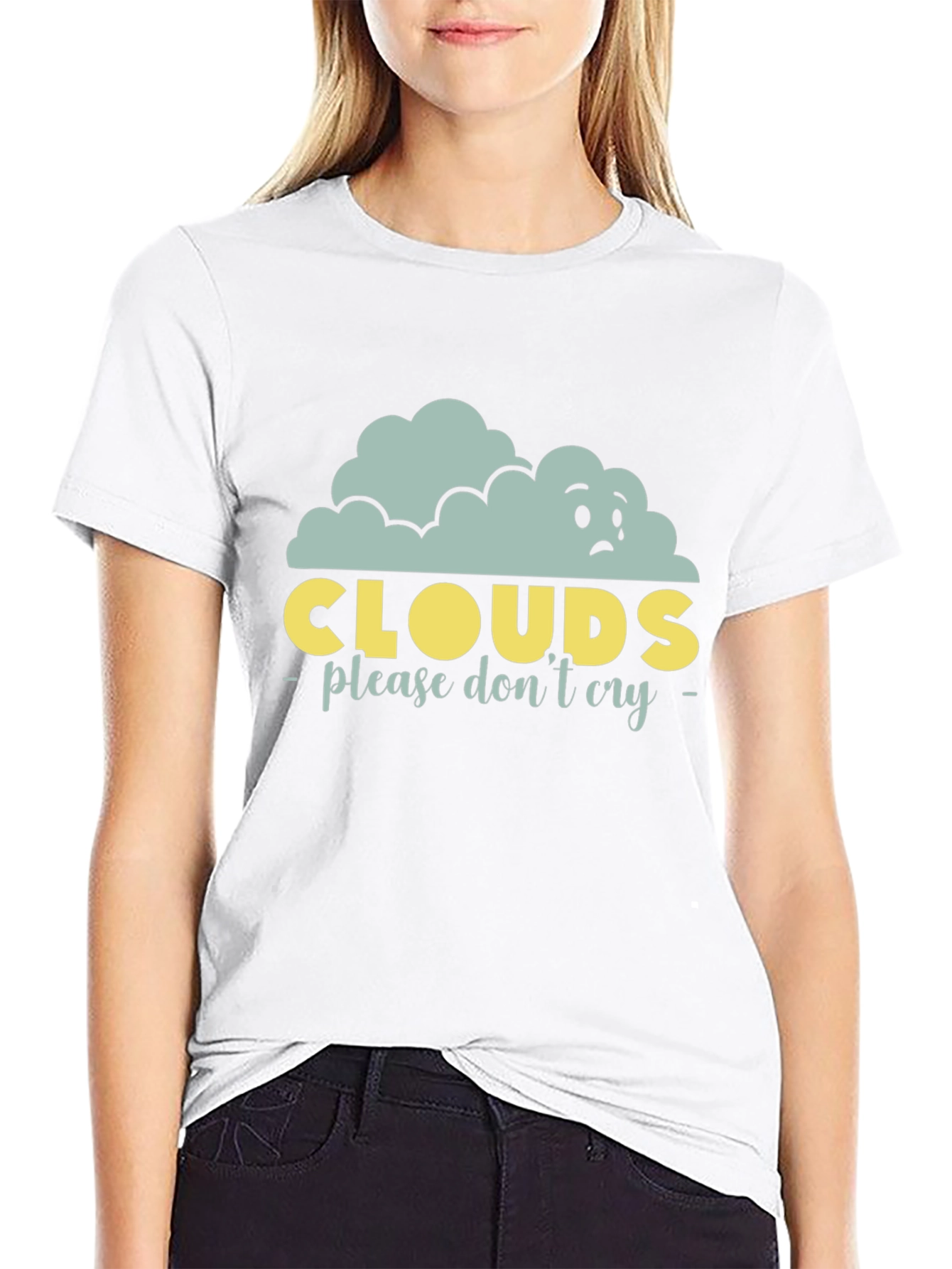 Sad Clouds Graphic T-Shirt - Unisex Black Tee